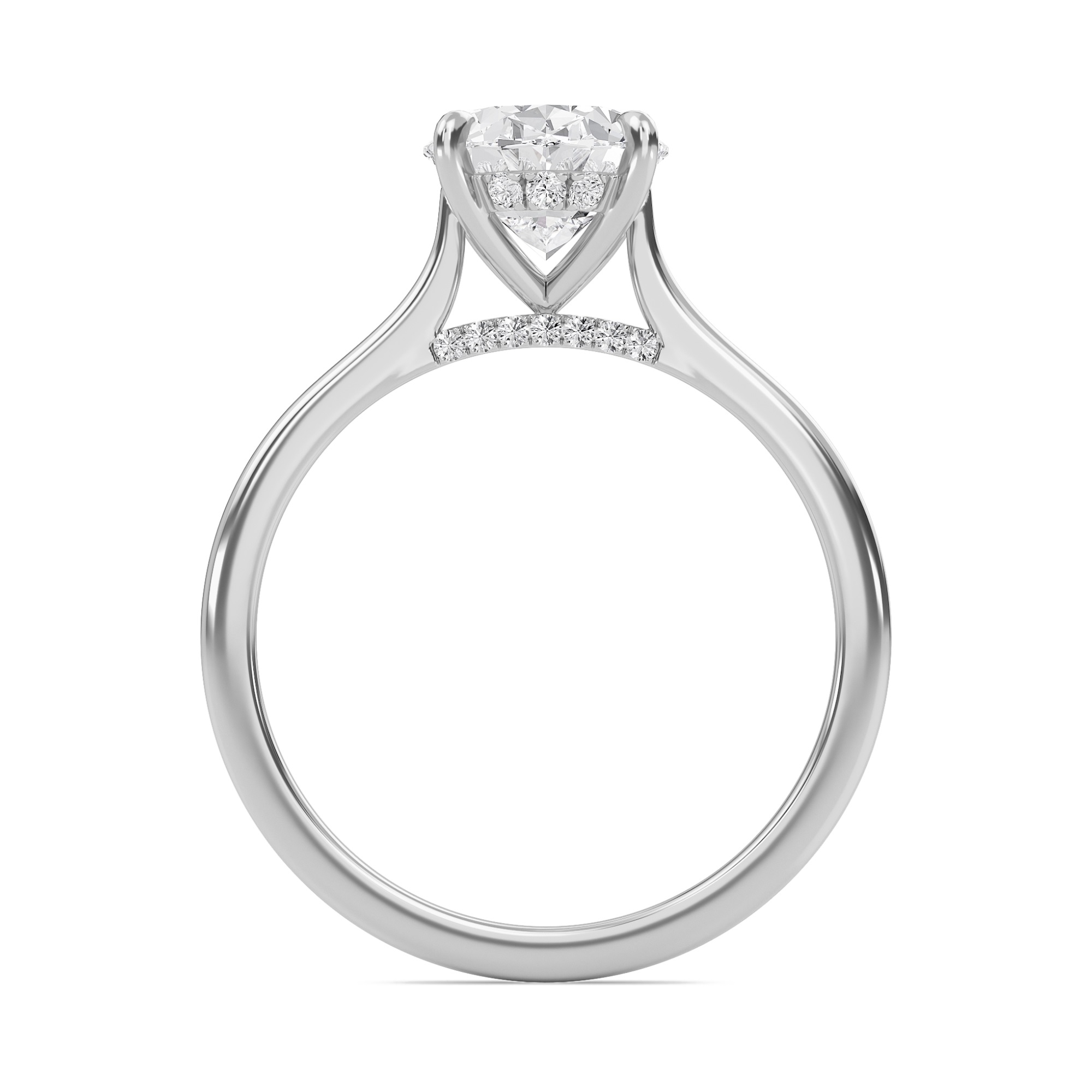 Oval Cathedral Hidden Halo Engagement Ring