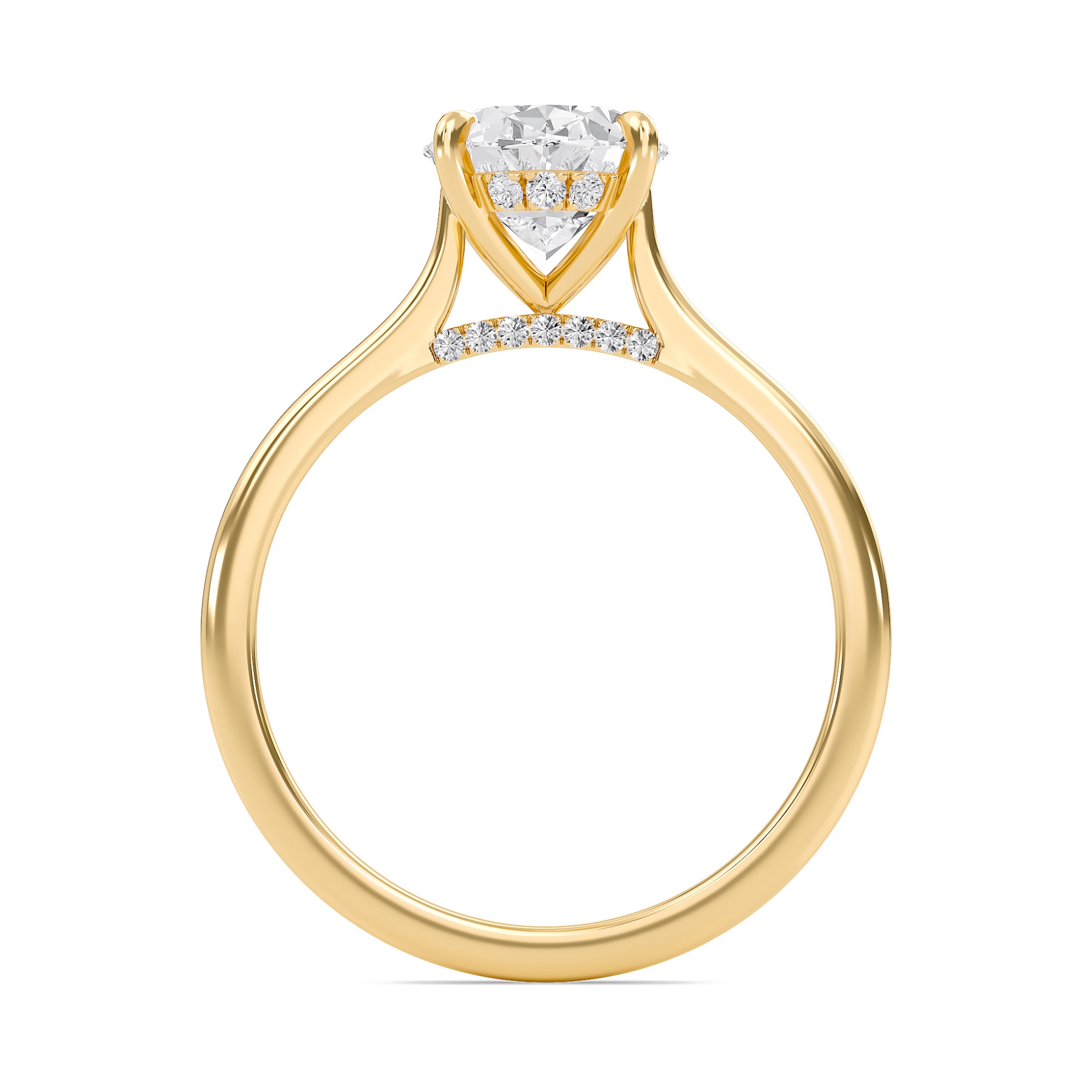 Oval Cathedral Hidden Halo Engagement Ring