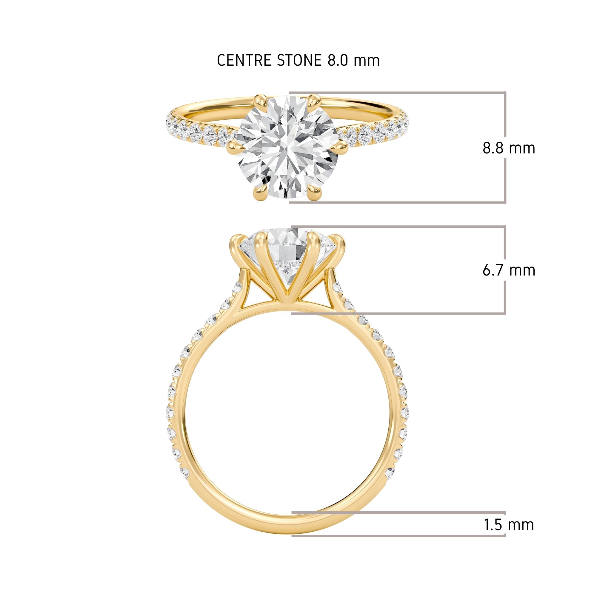 Cathedral Pave Adorned 6 Prong Ring