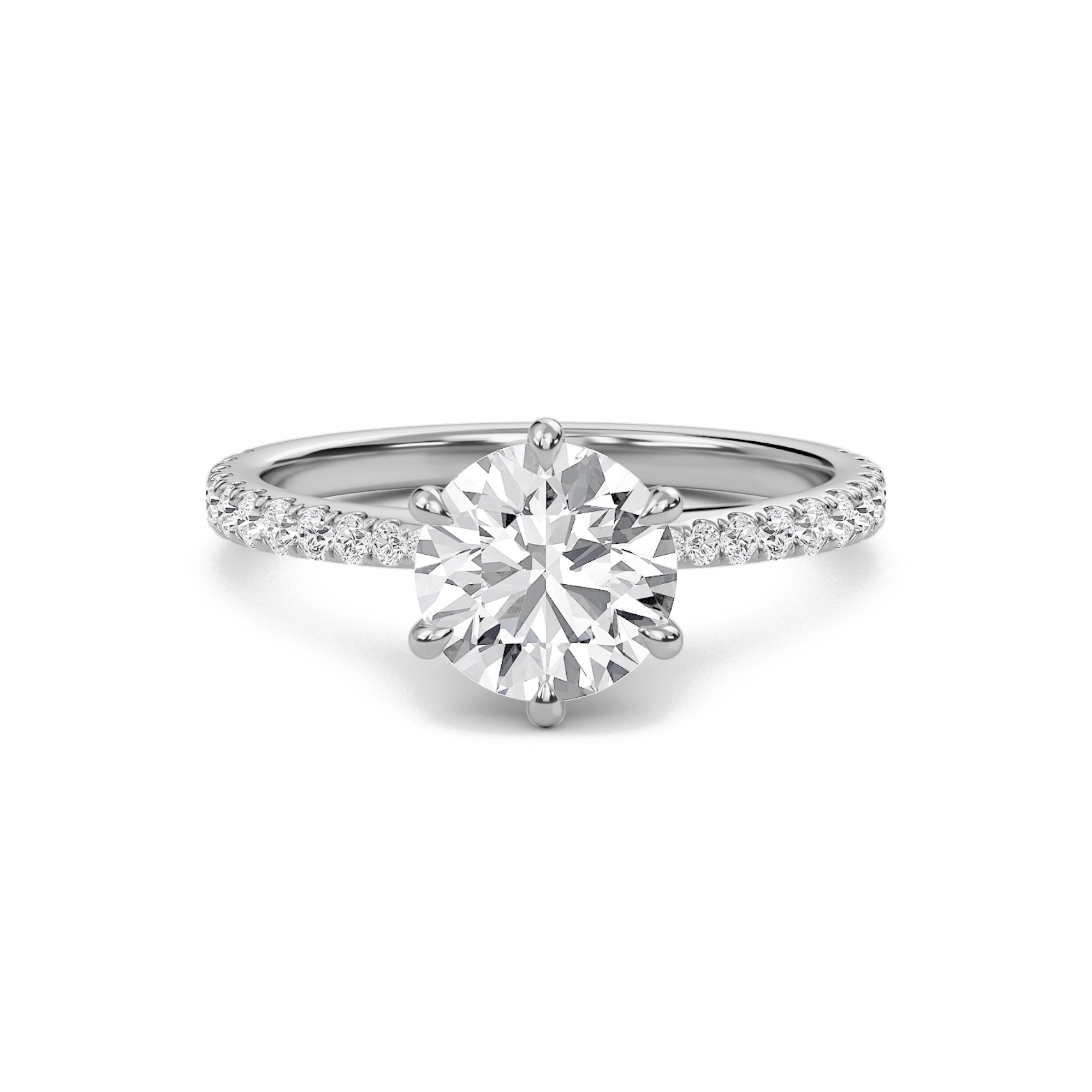 Classic Pave Six Prong Engagement Ring