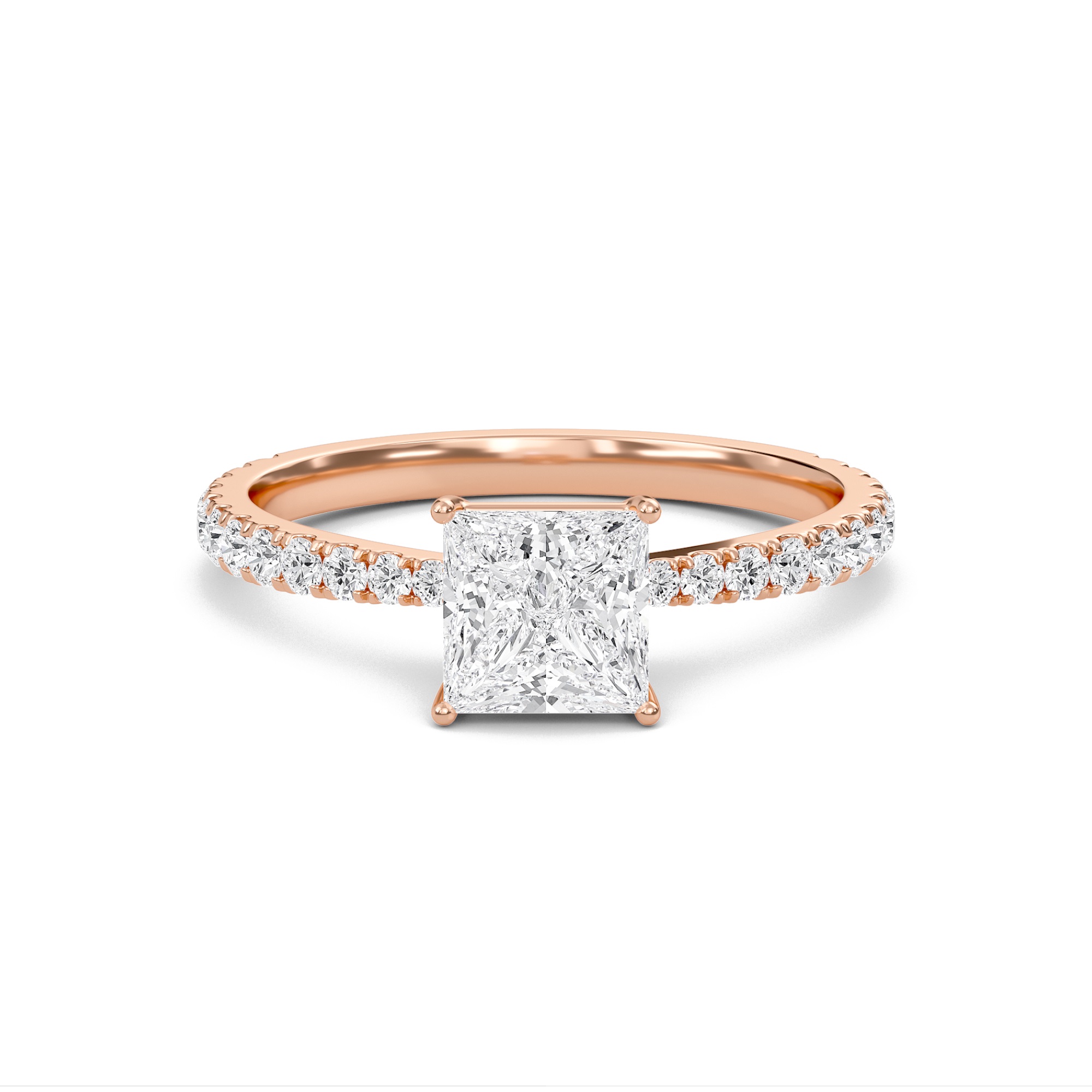 Princess Elegant Pave Engagement Ring