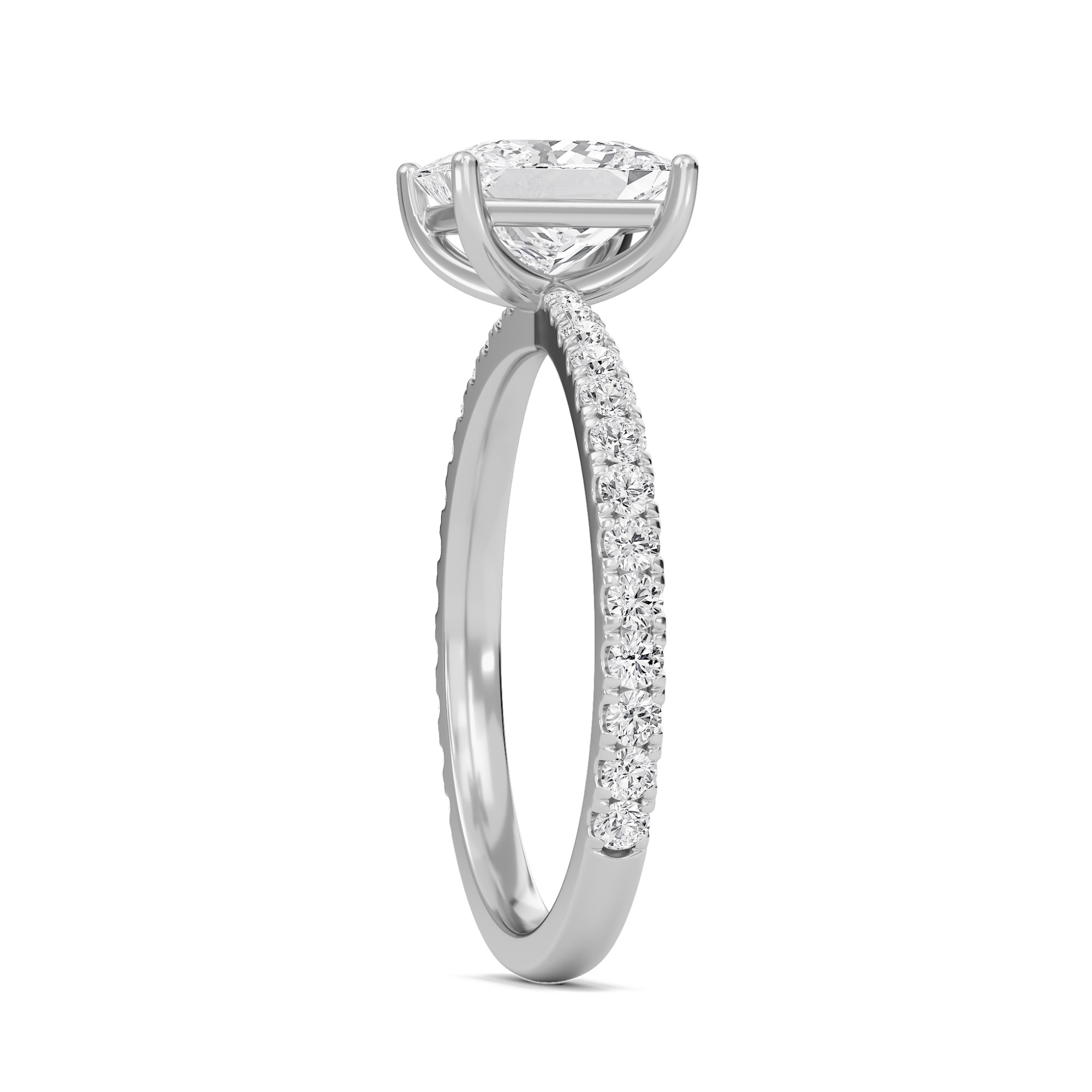 Princess Elegant Pave Engagement Ring