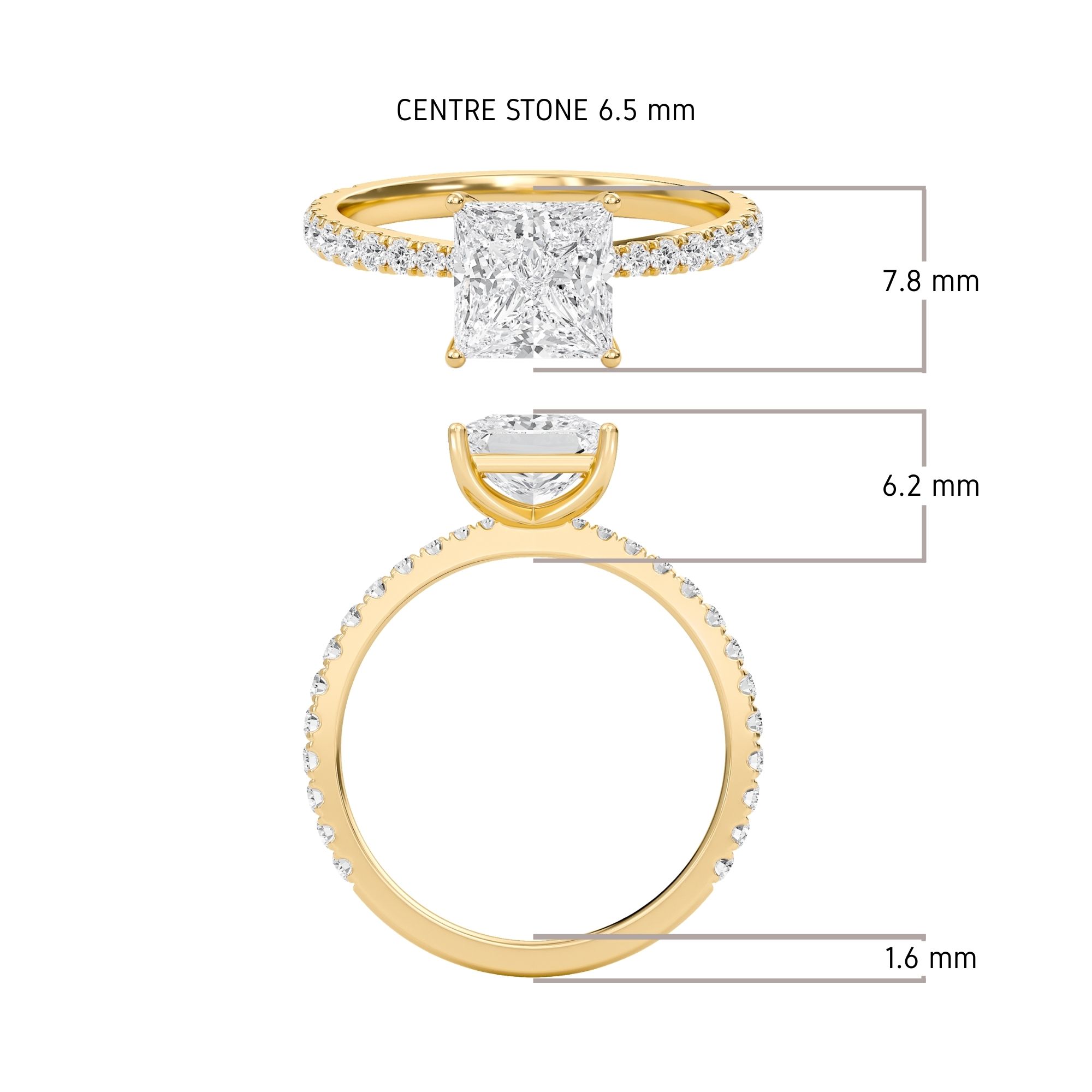 Princess Elegant Pave Engagement Ring