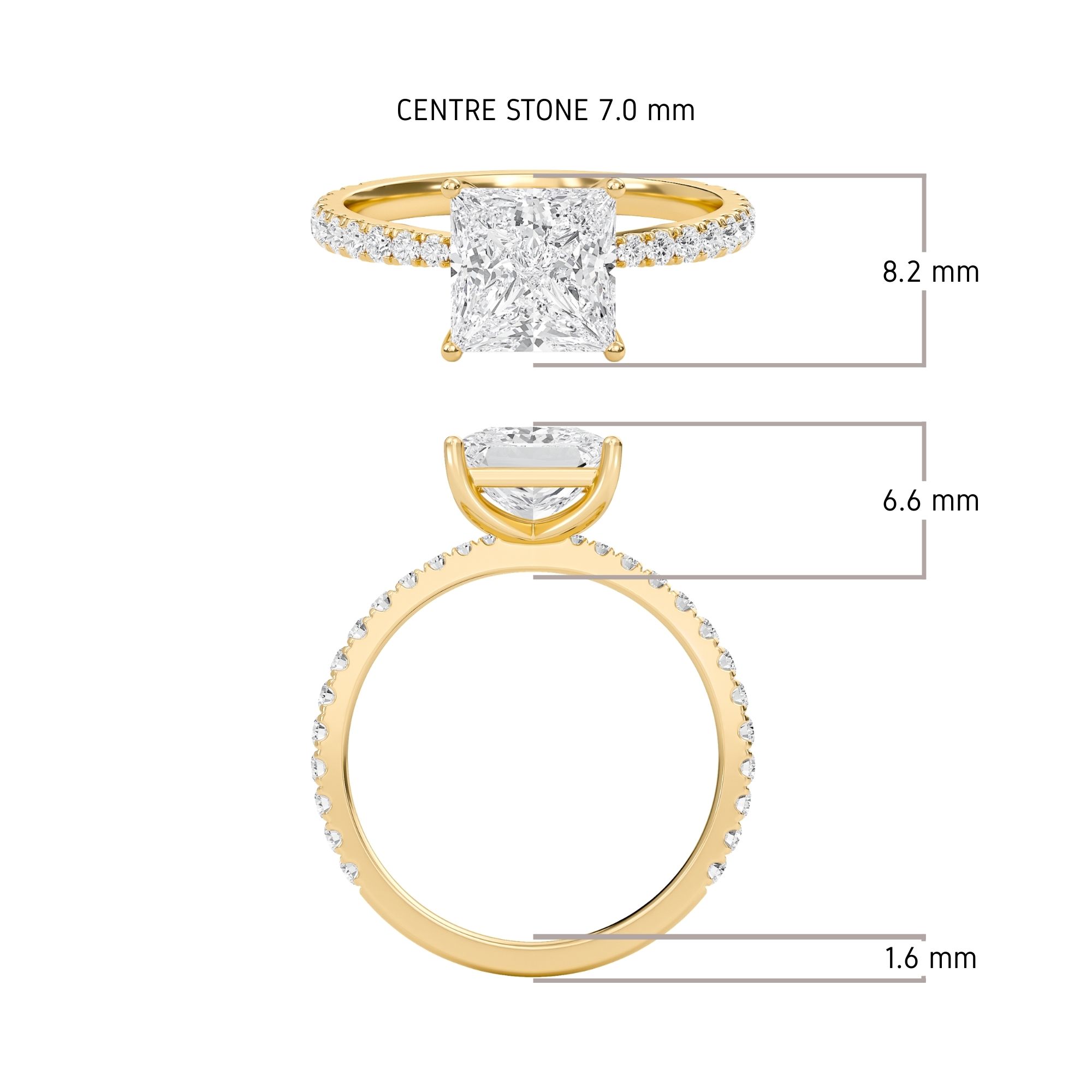 Princess Elegant Pave Engagement Ring