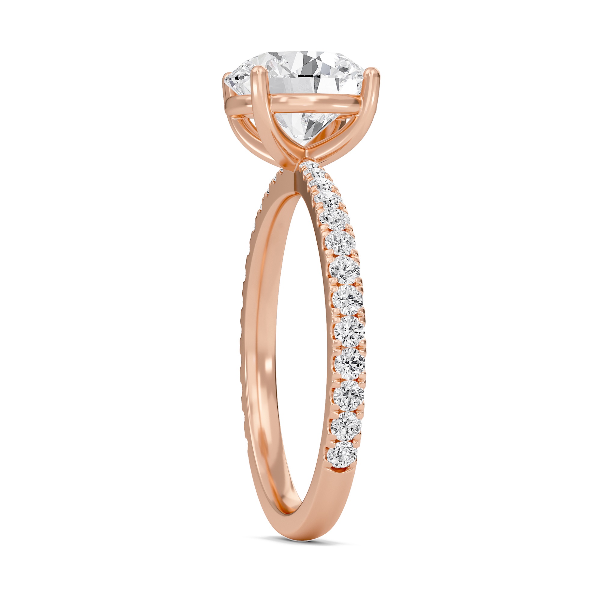 Round Elegant Pave Engagement Ring
