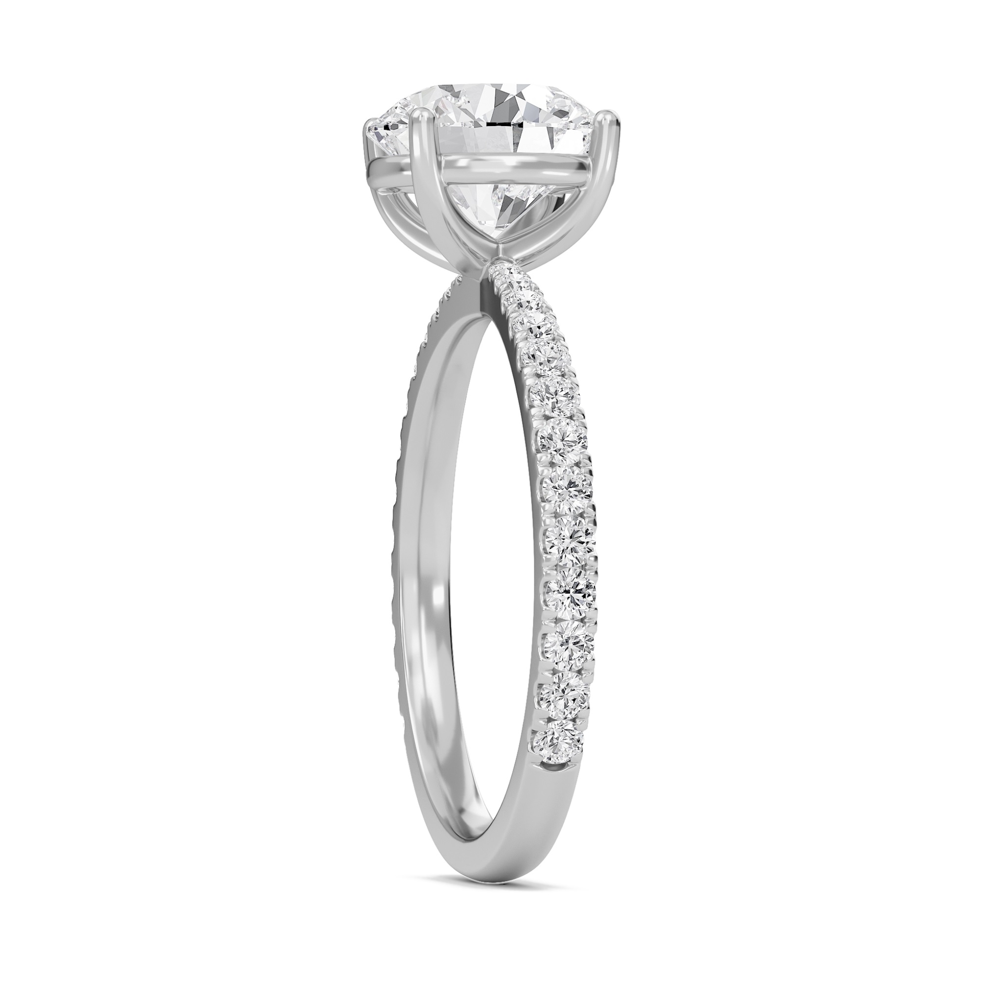 Round Elegant Pave Engagement Ring