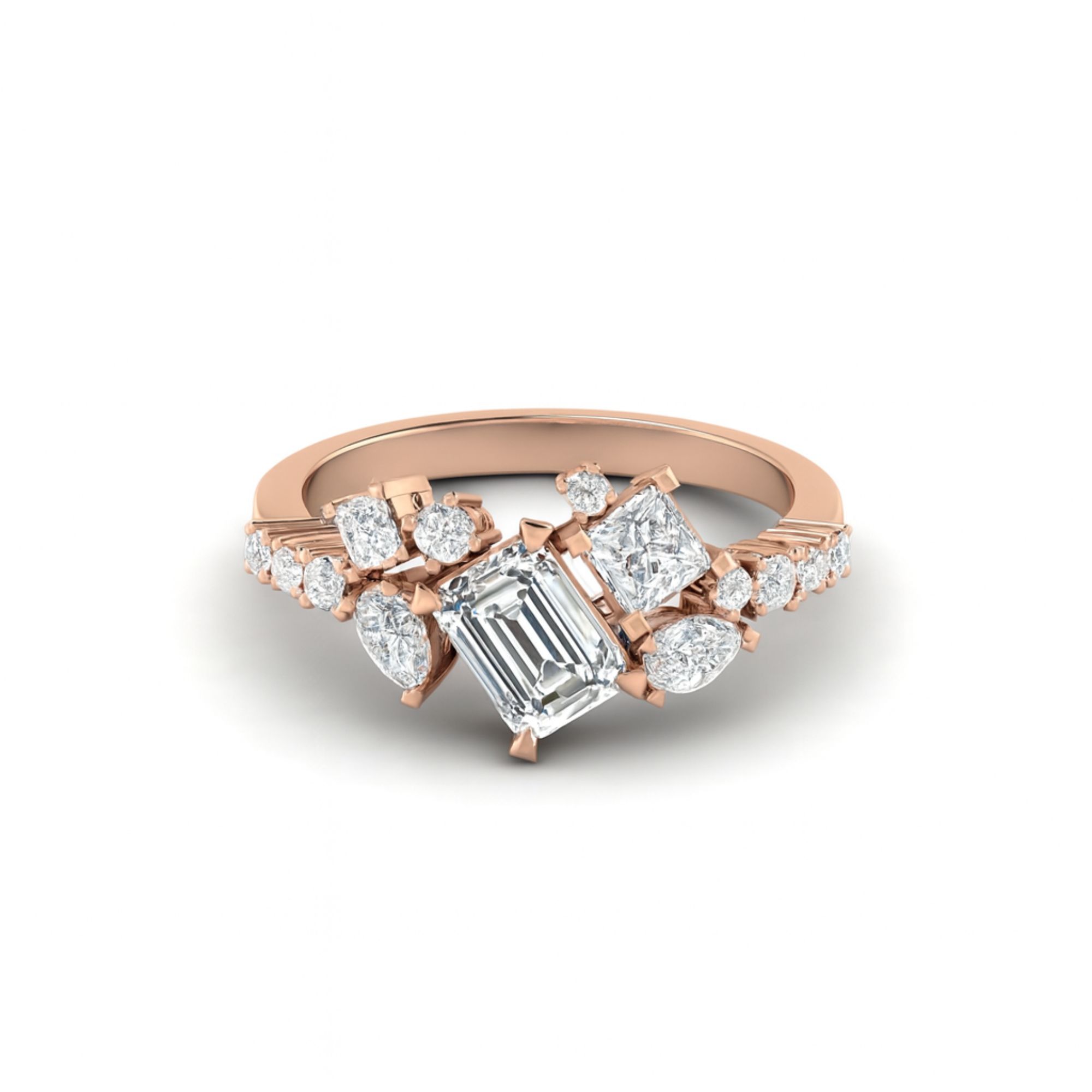 Emerald Cut Mosaic Ring