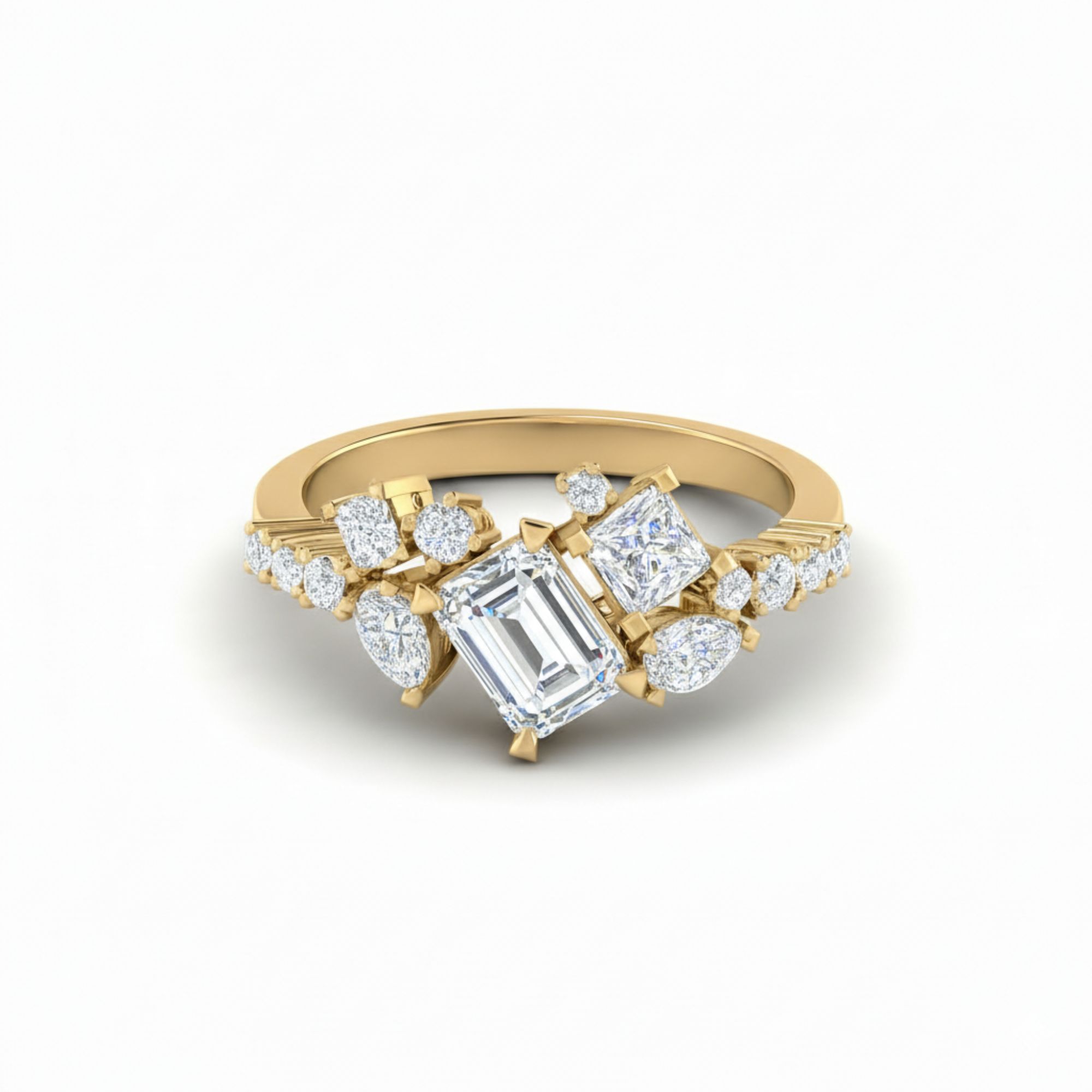 Emerald Cut Mosaic Ring