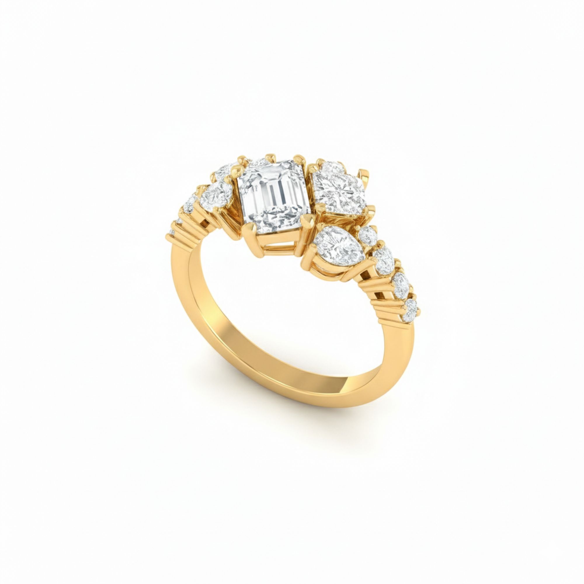 Emerald Cut Mosaic Ring