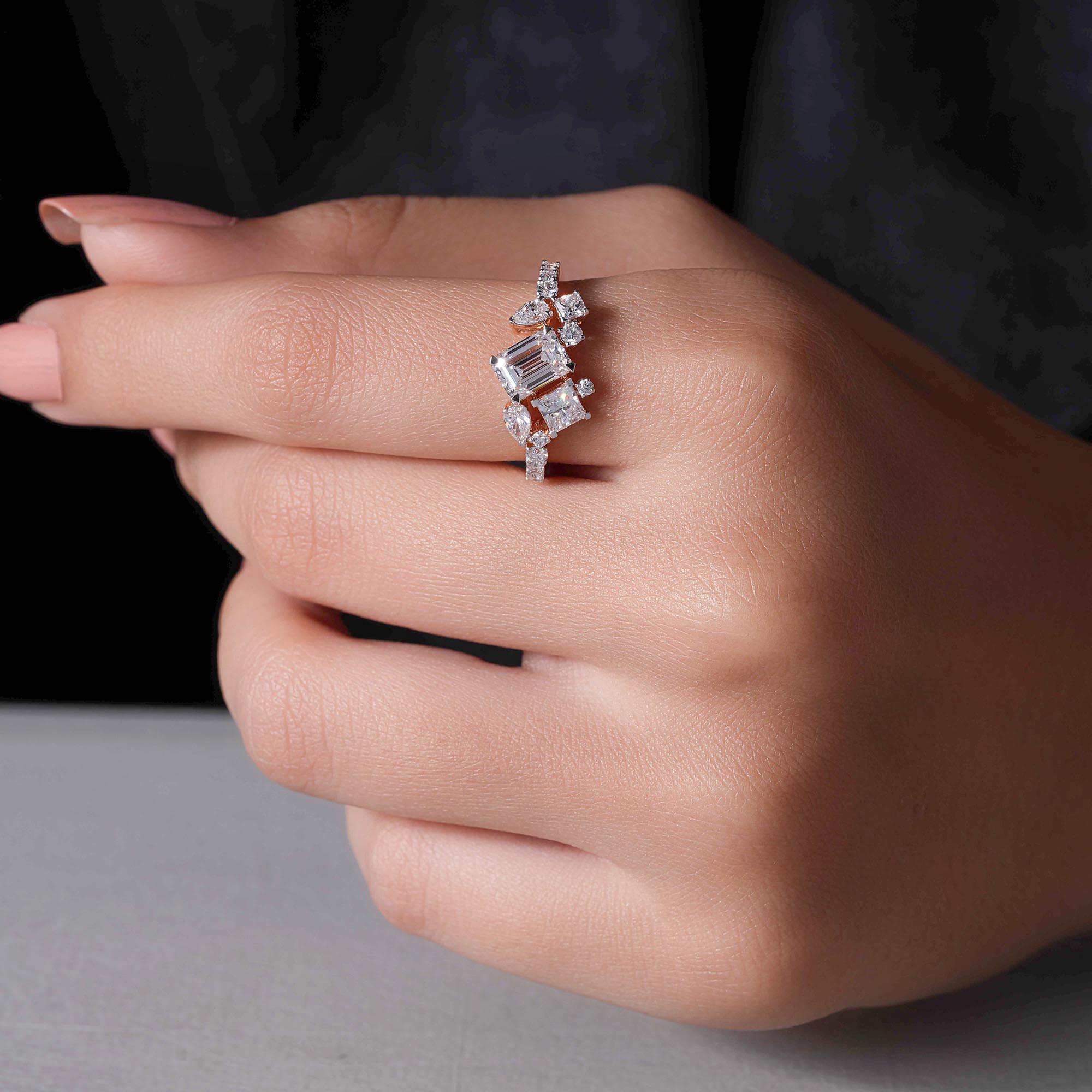 Emerald Cut Mosaic Ring