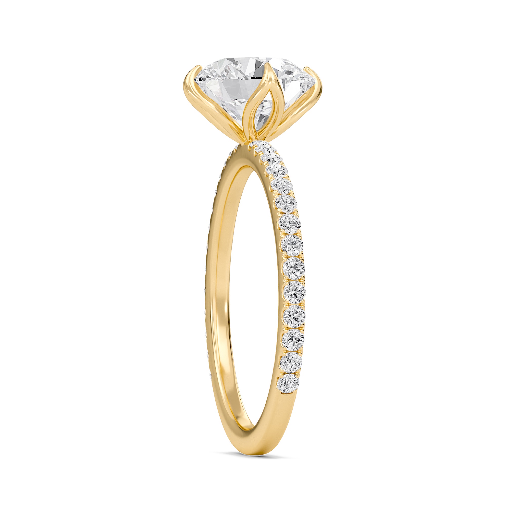 Pave Claw Prong Engagement Ring