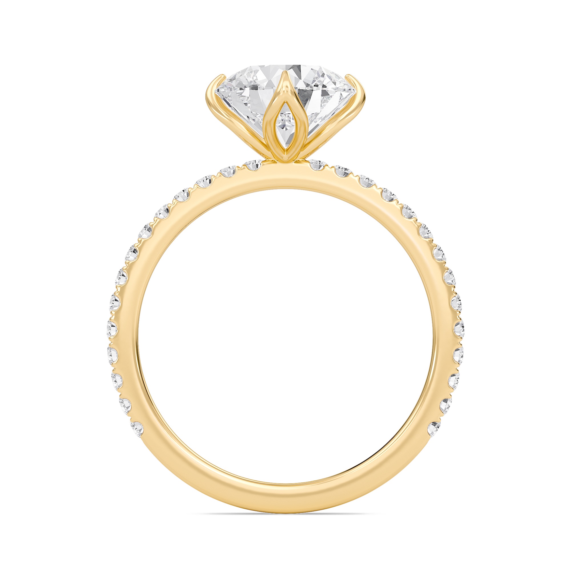 Pave Claw Prong Engagement Ring