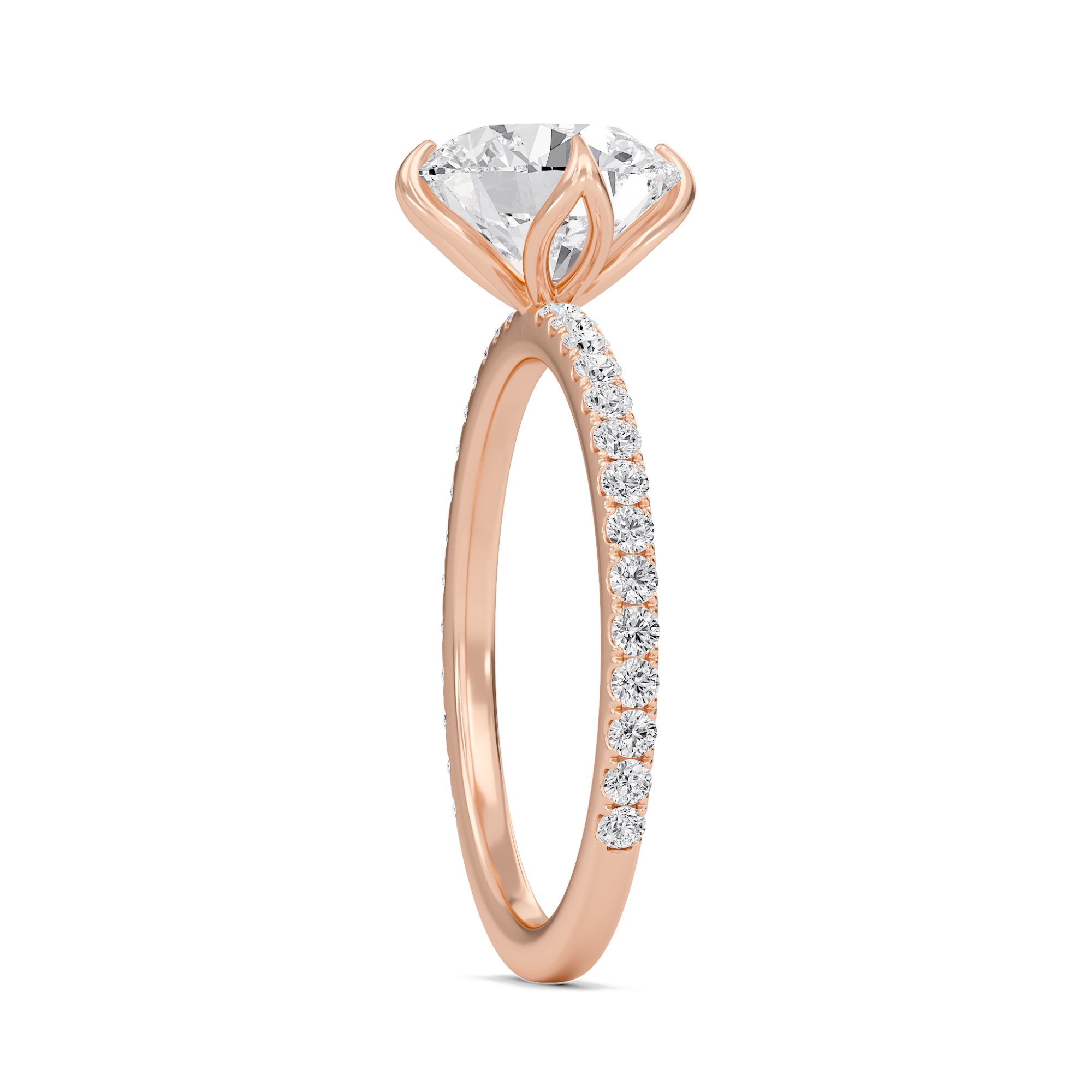 Pave Claw Prong Engagement Ring