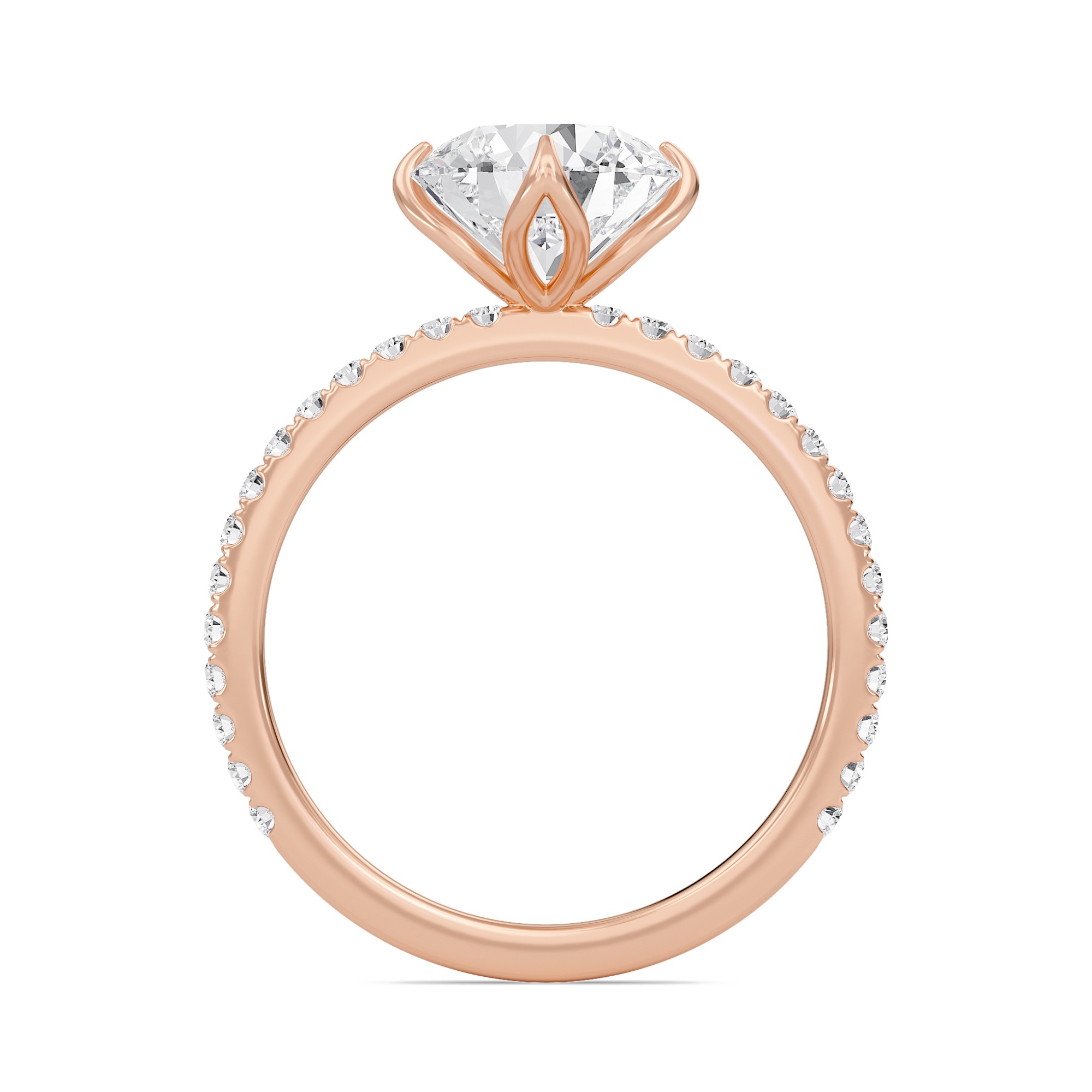 Pave Claw Prong Engagement Ring