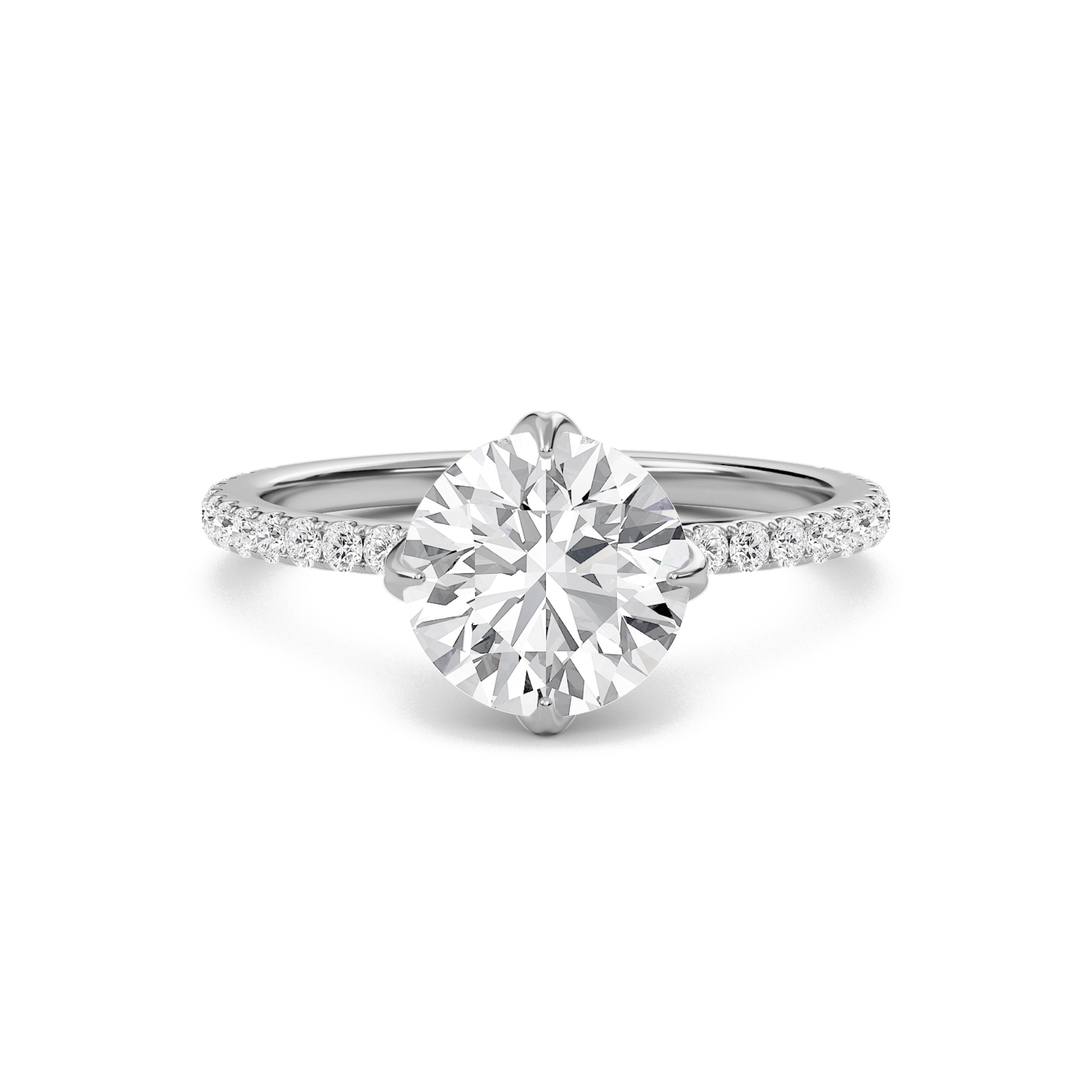 Pave Claw Prong Engagement Ring