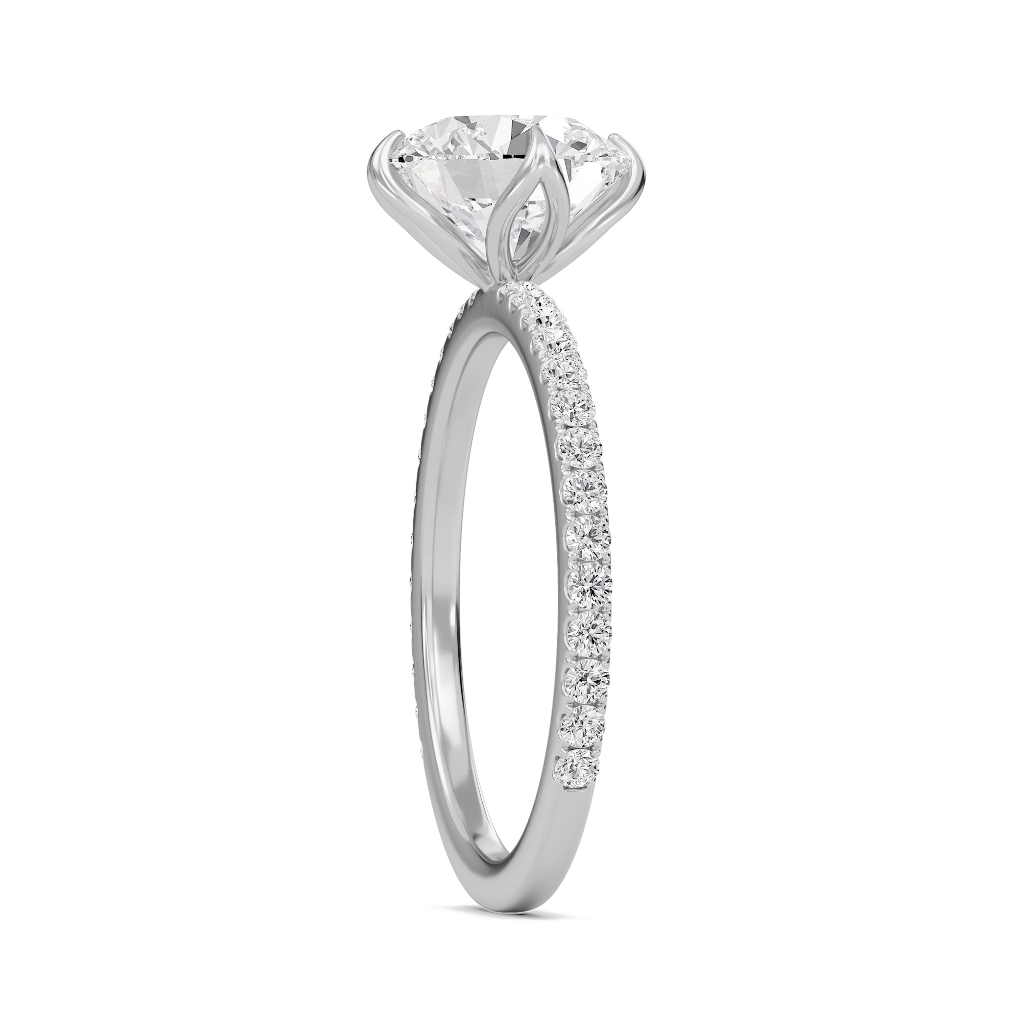 Pave Claw Prong Engagement Ring