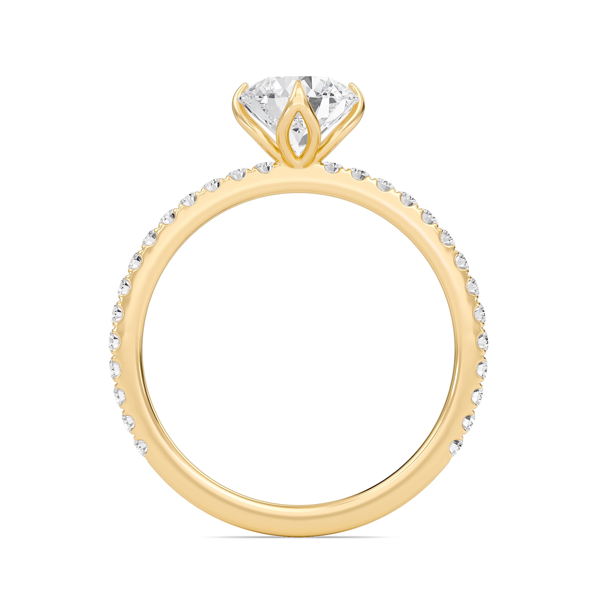 Pave Claw Prong Engagement Ring
