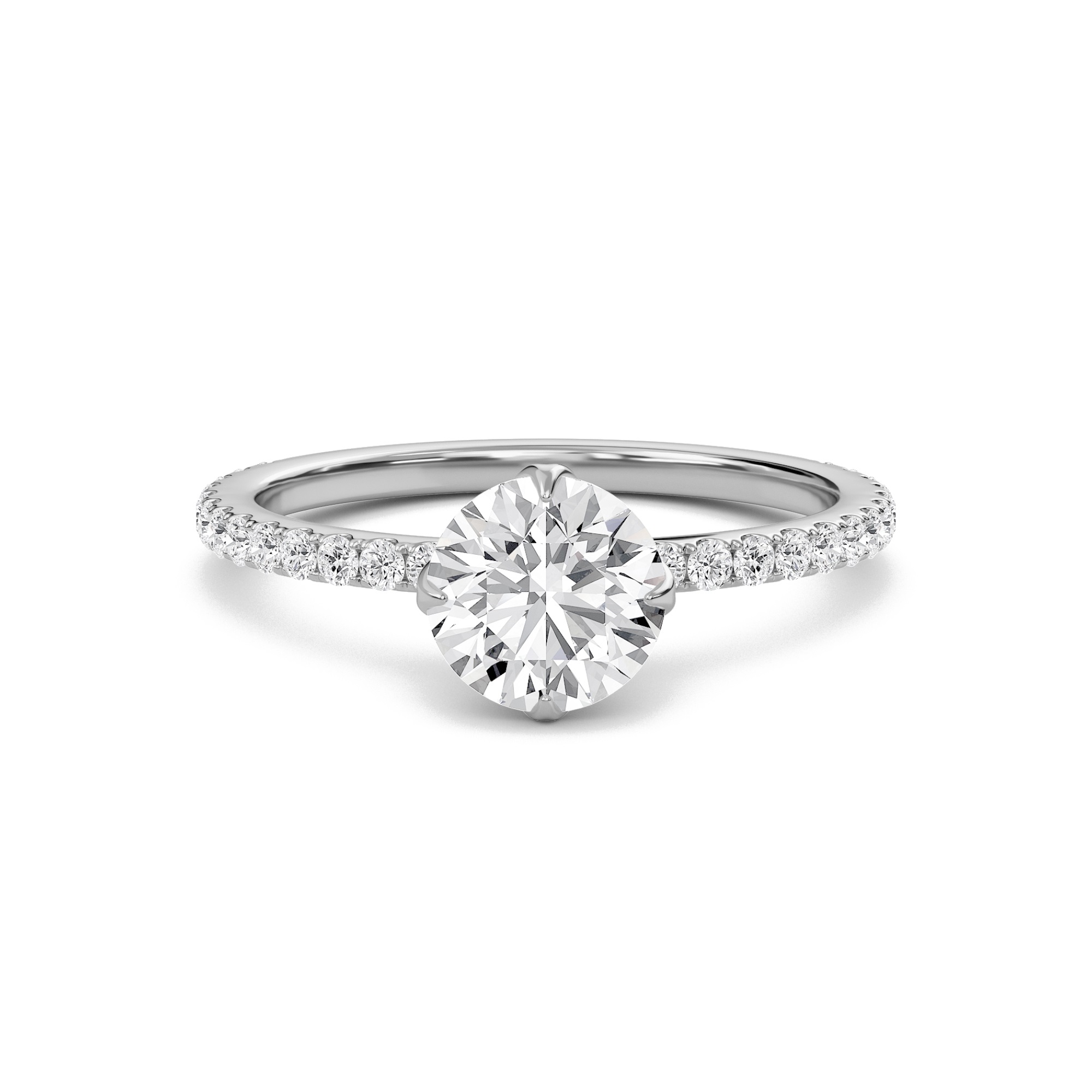 Pave Claw Prong Engagement Ring