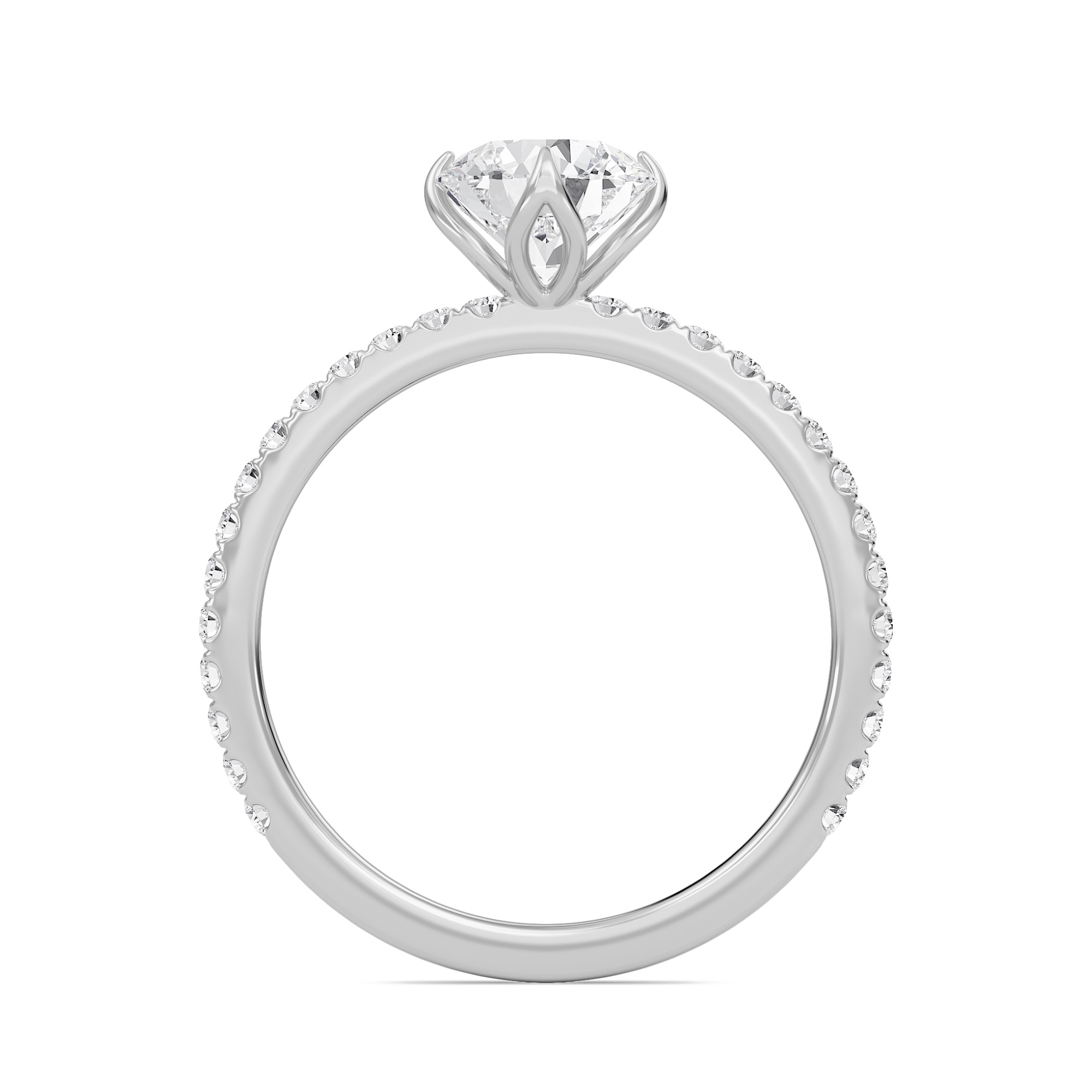 Pave Claw Prong Engagement Ring