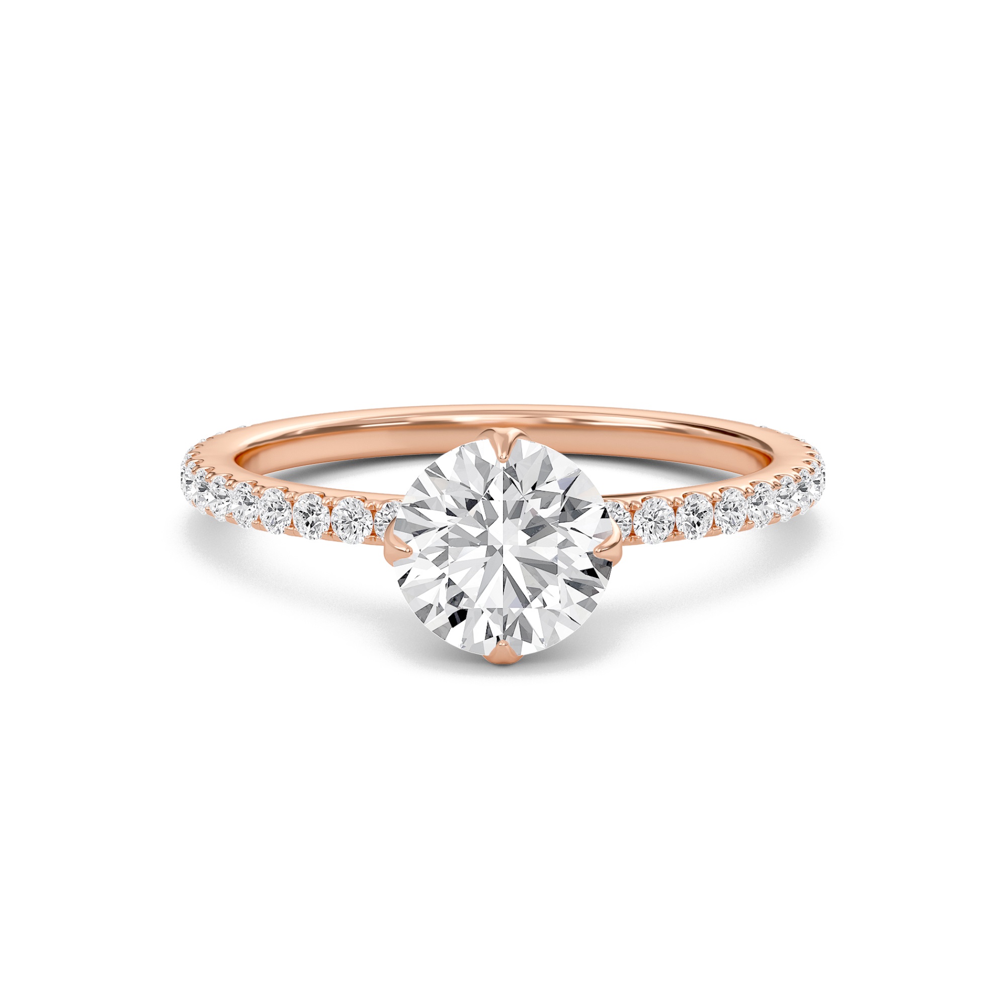 Pave Claw Prong Engagement Ring