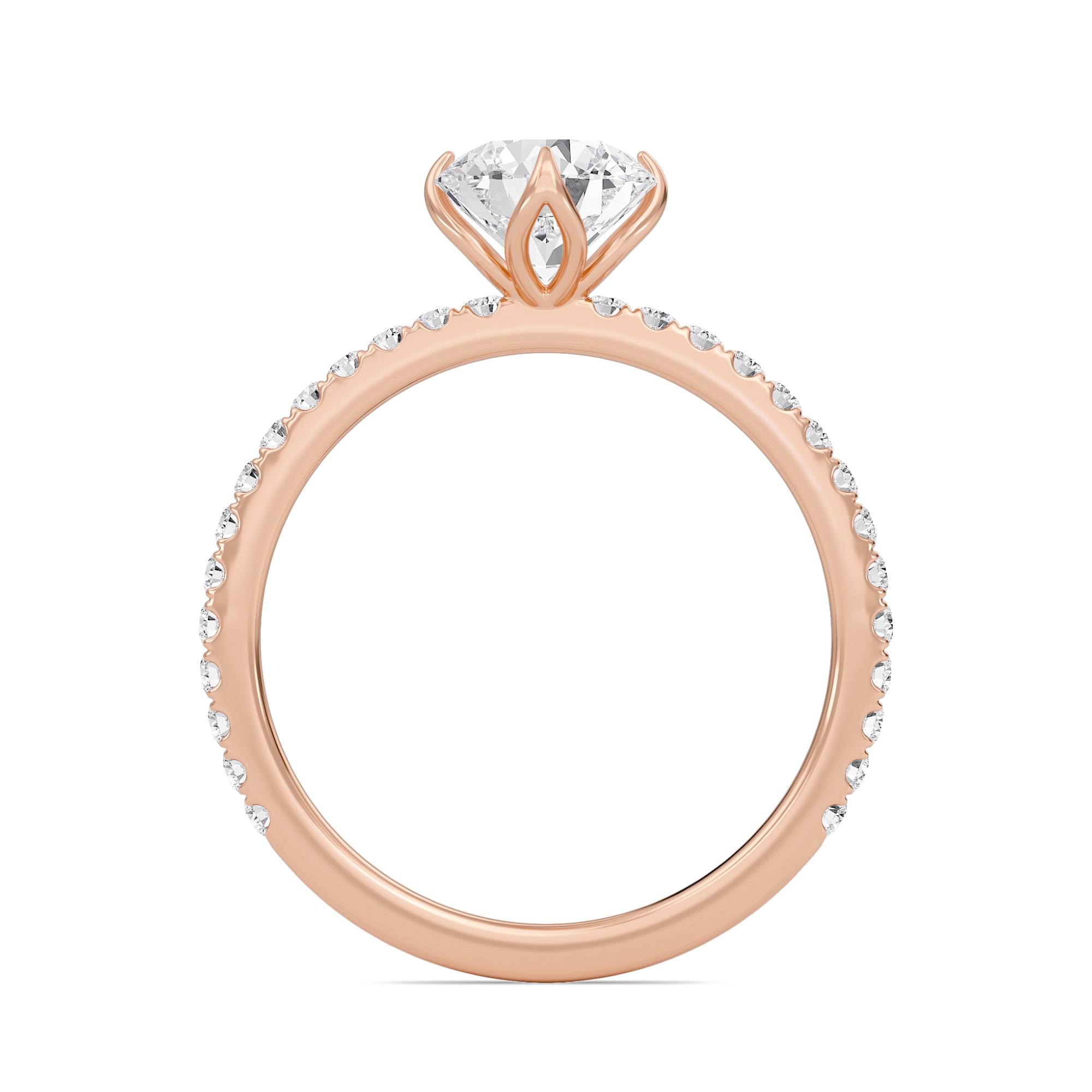 Pave Claw Prong Engagement Ring