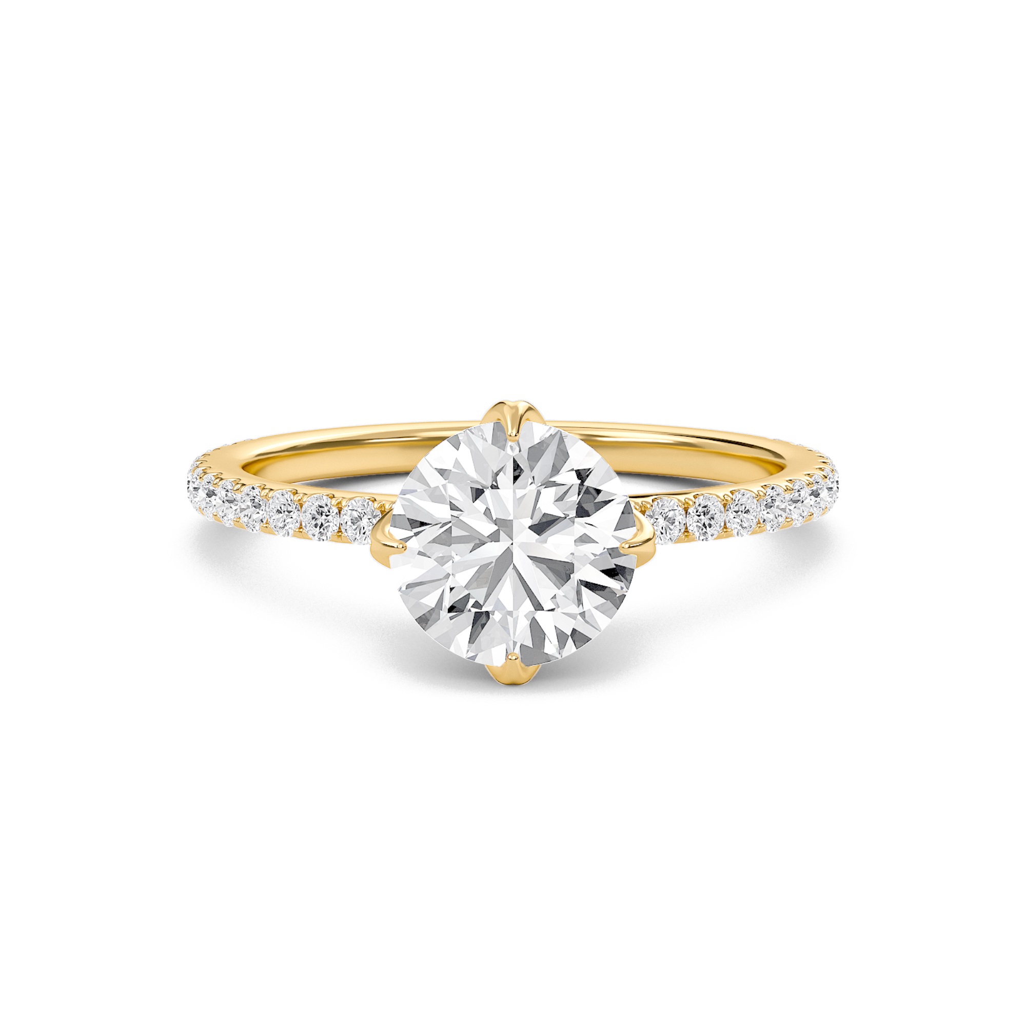 Pave Claw Prong Engagement Ring