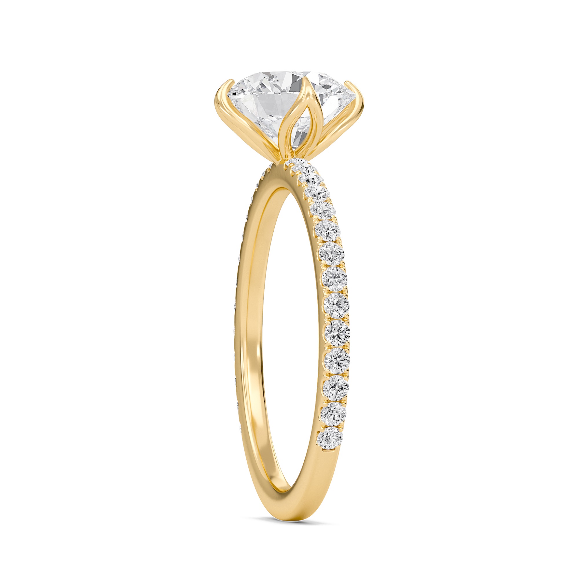 Pave Claw Prong Engagement Ring
