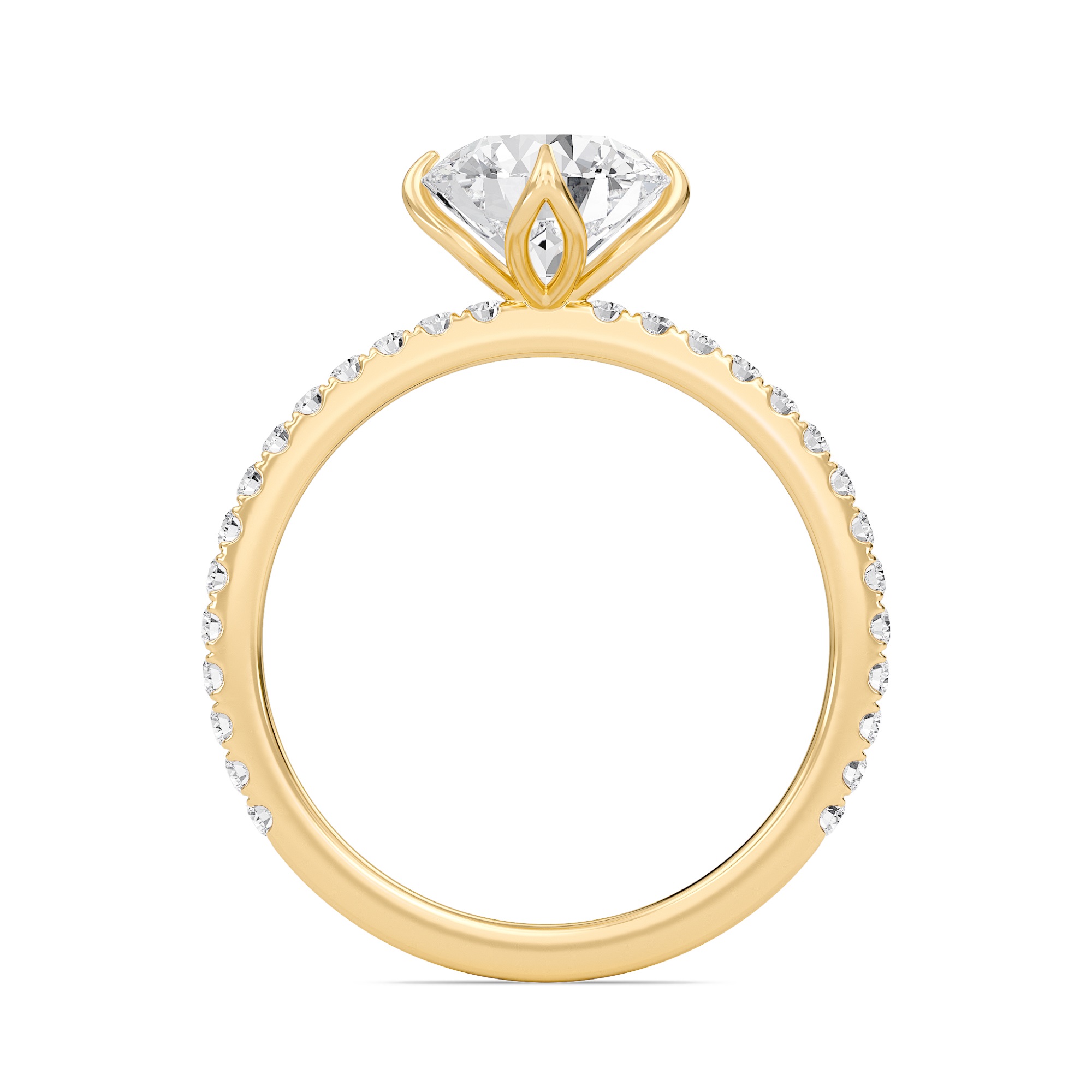 Pave Claw Prong Engagement Ring