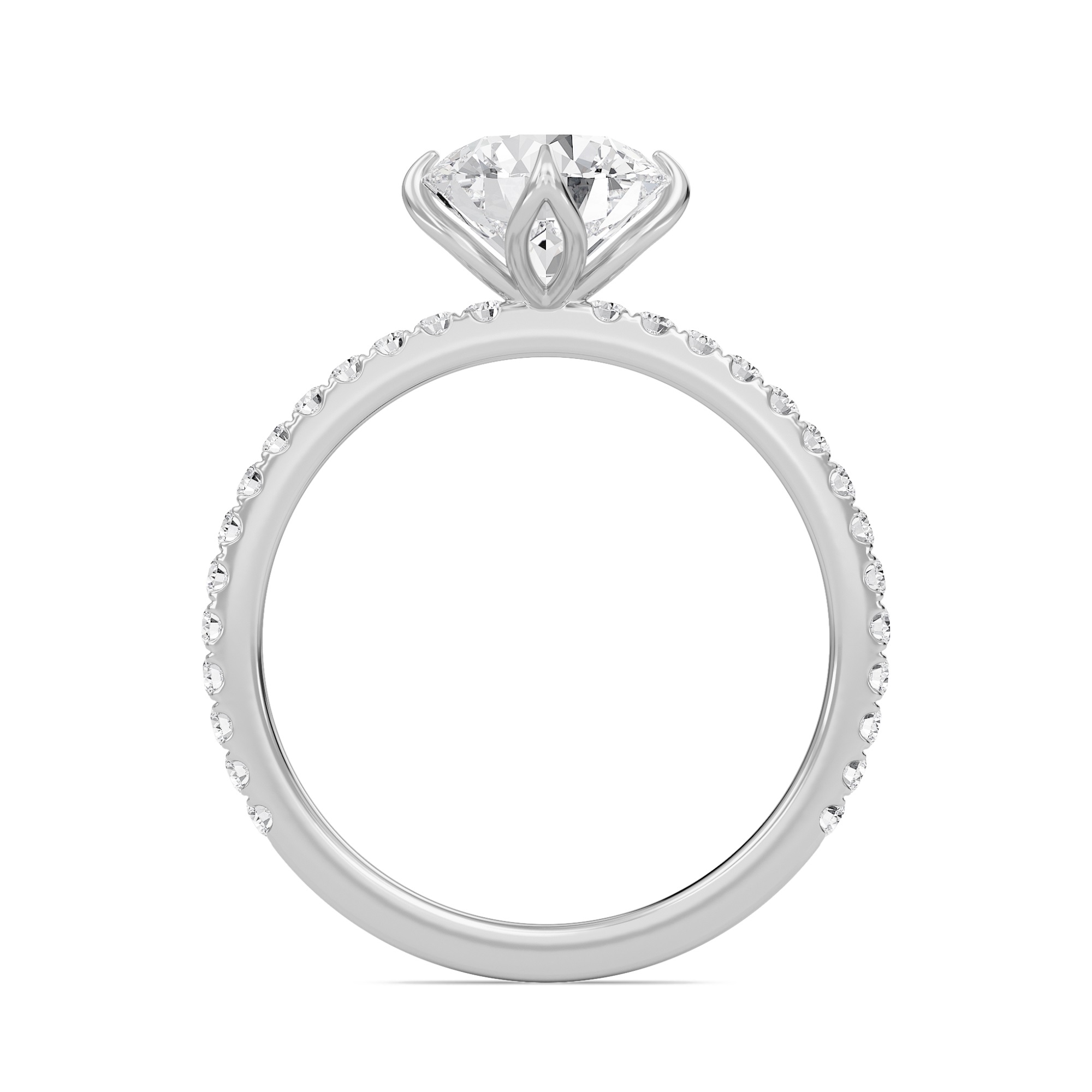 Pave Claw Prong Engagement Ring