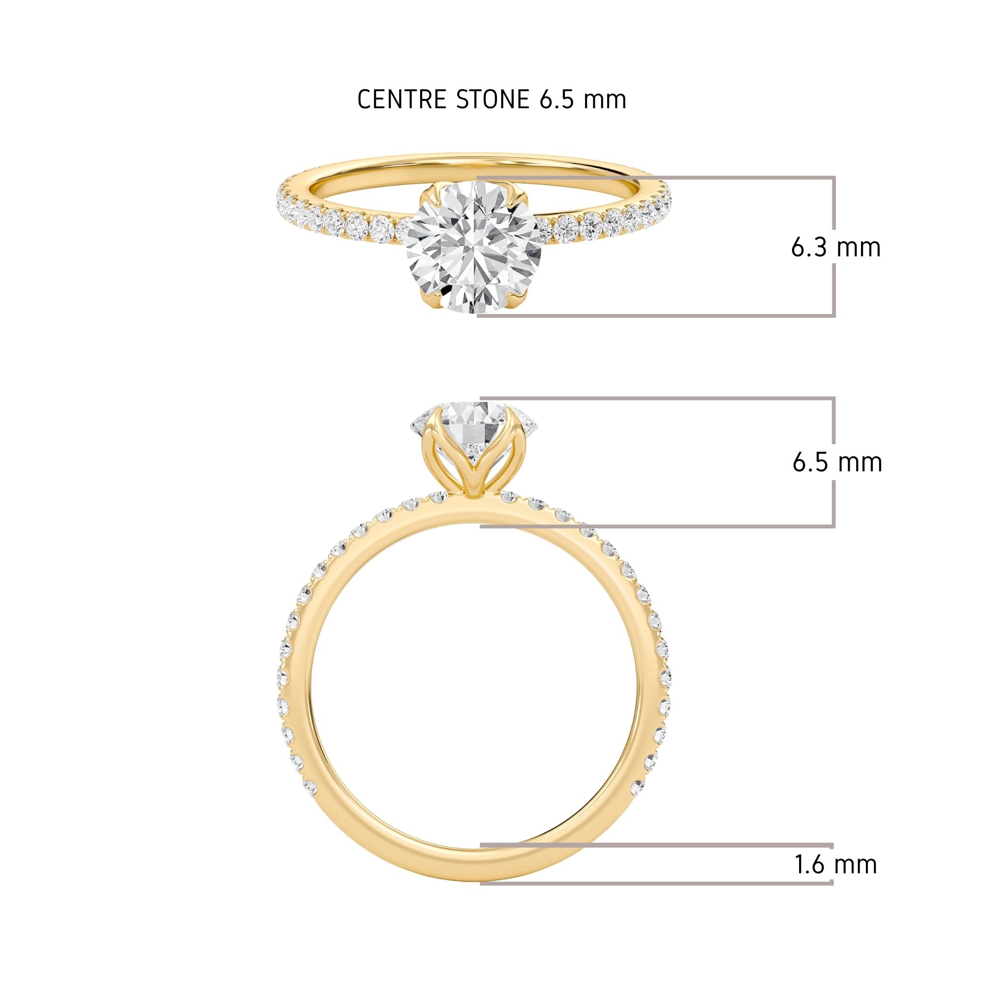 Pave Petal Four Prong Engagement Ring