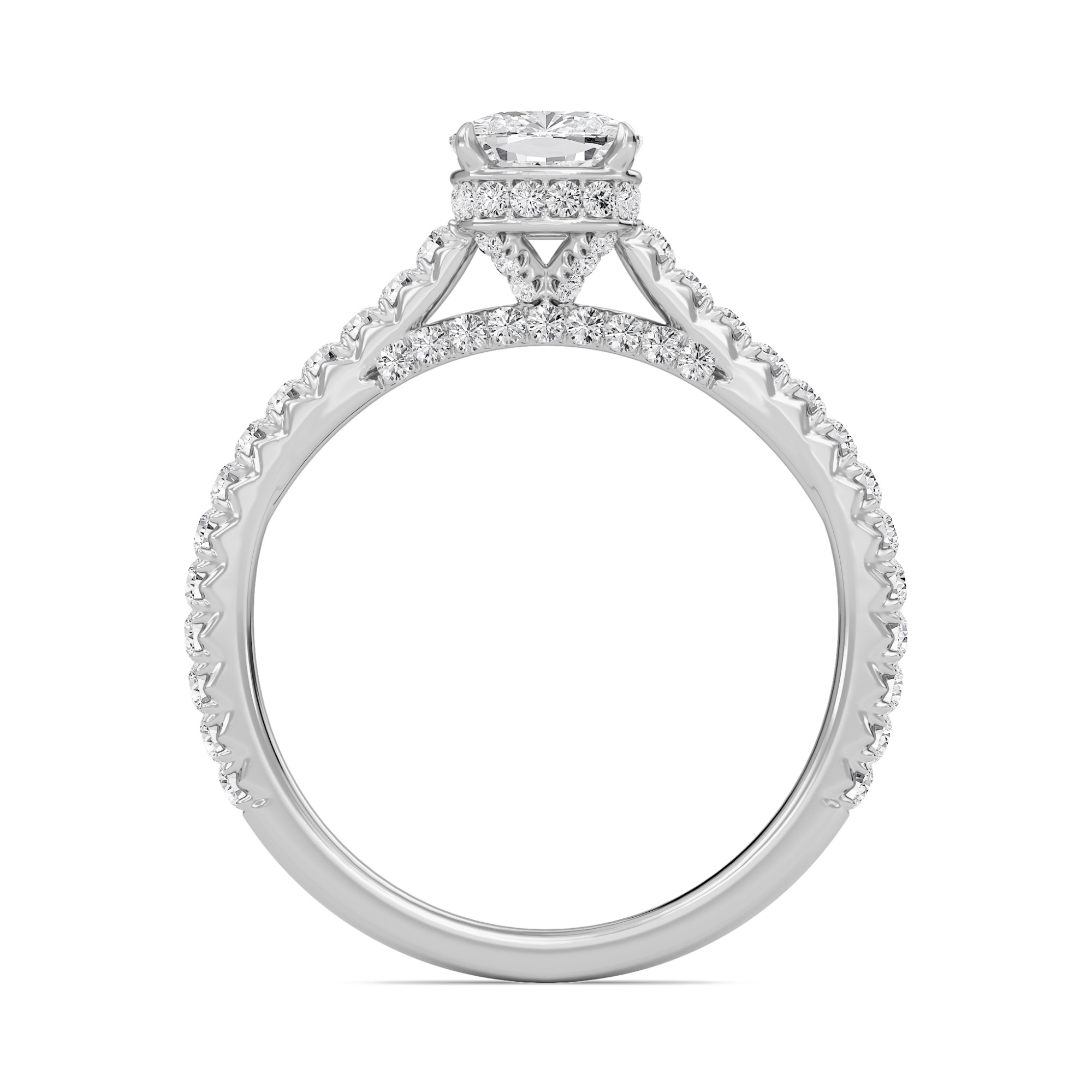 Cathedral Pave Gallery Engagement Ring
