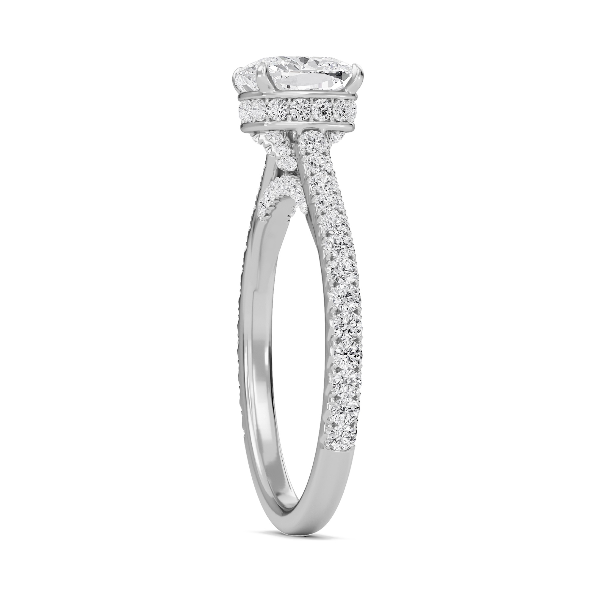 Cathedral Pave Gallery Engagement Ring