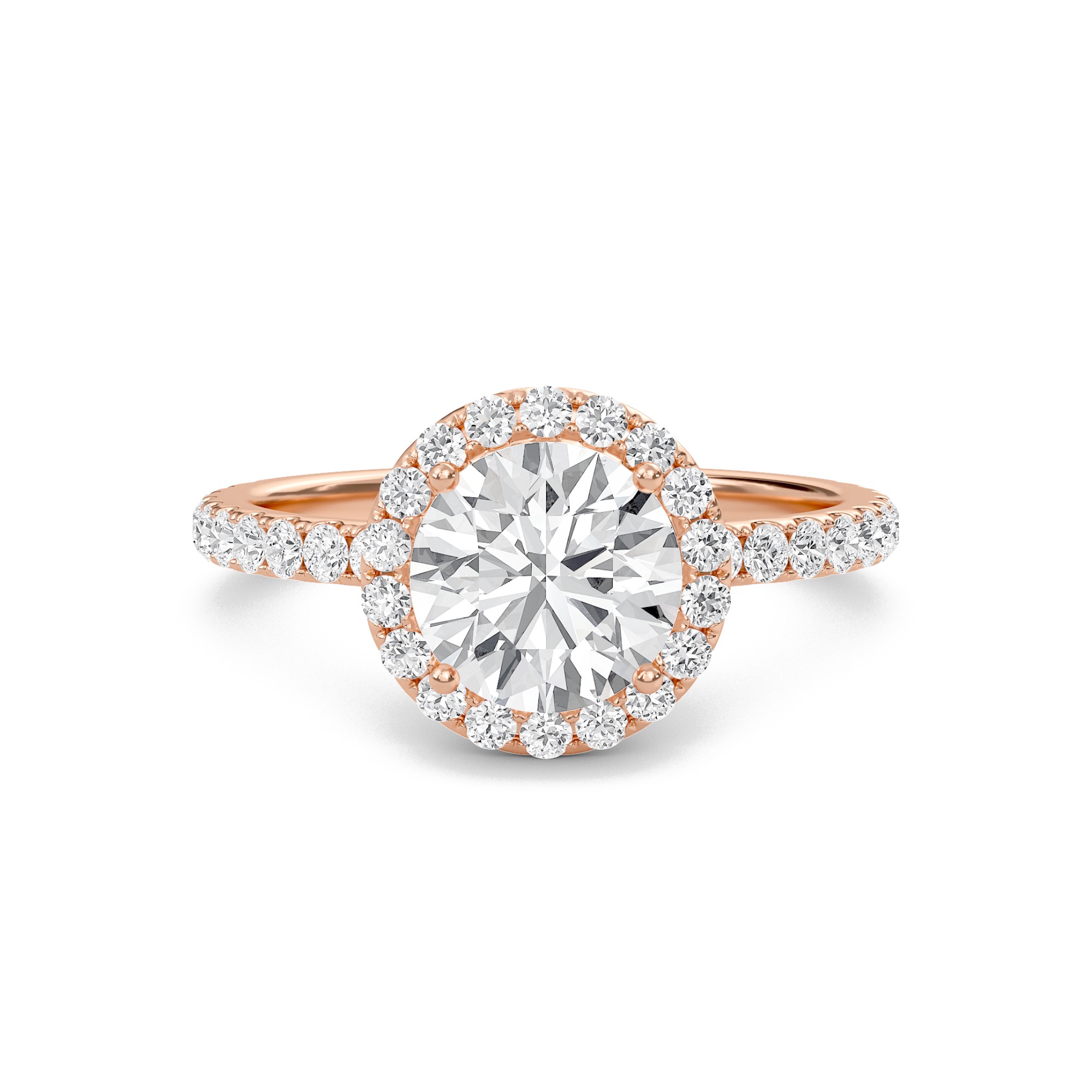 Round Halo Embellished Prongs Ring