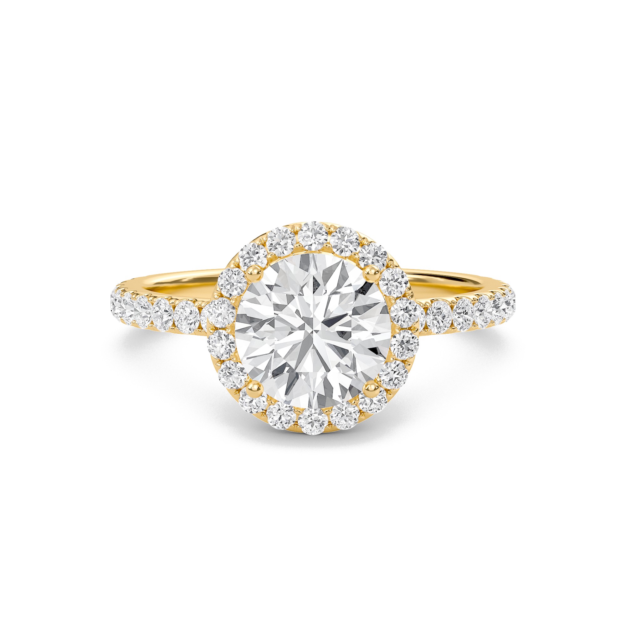 Round Halo Embellished Prongs Ring