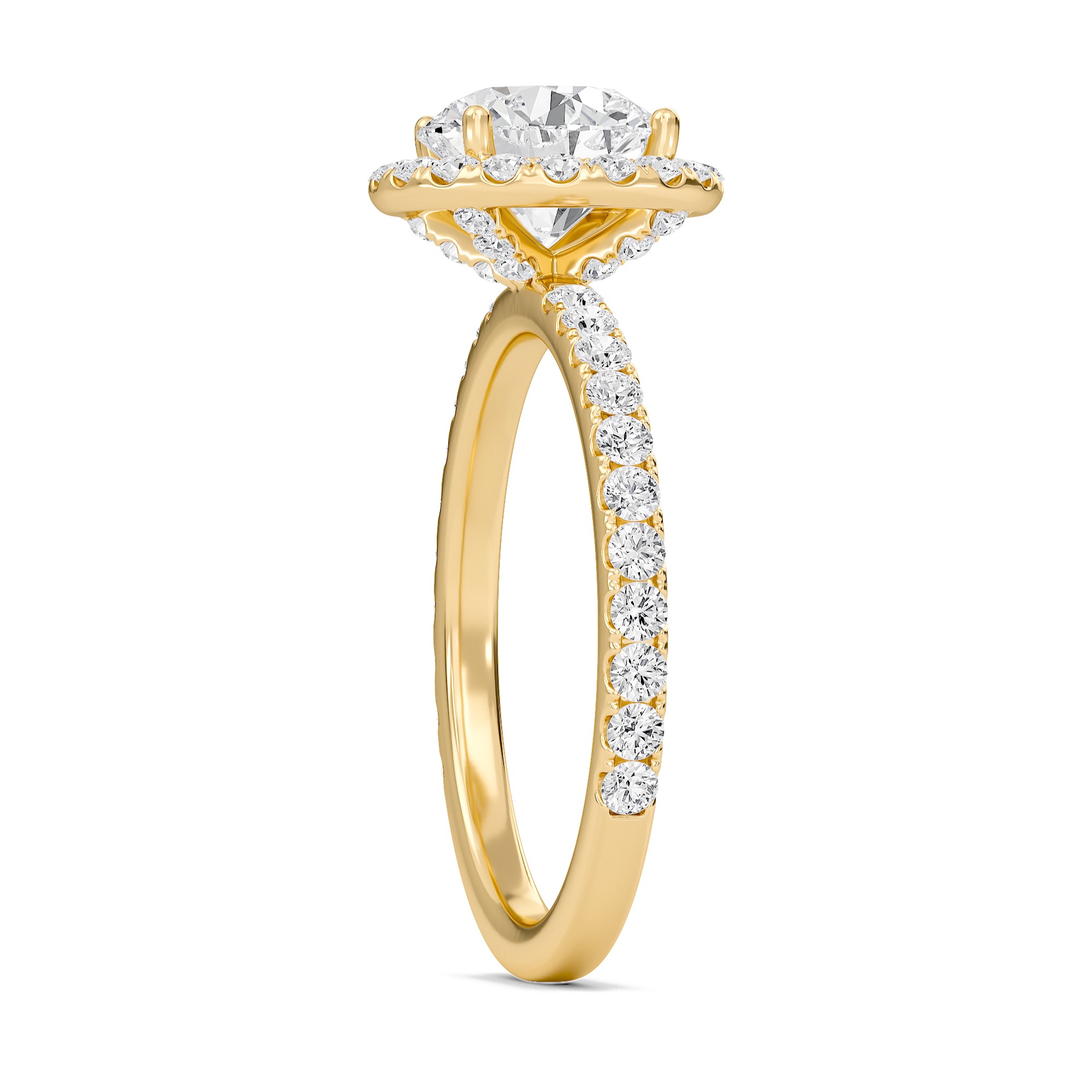 Round Halo Embellished Prongs Ring