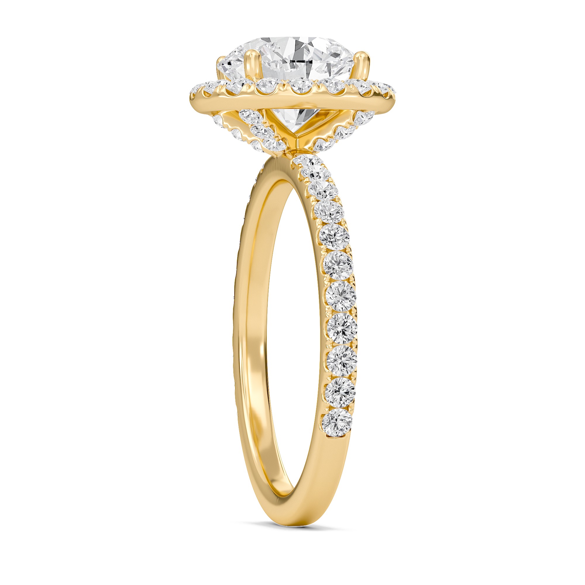 Round Halo Embellished Prongs Ring
