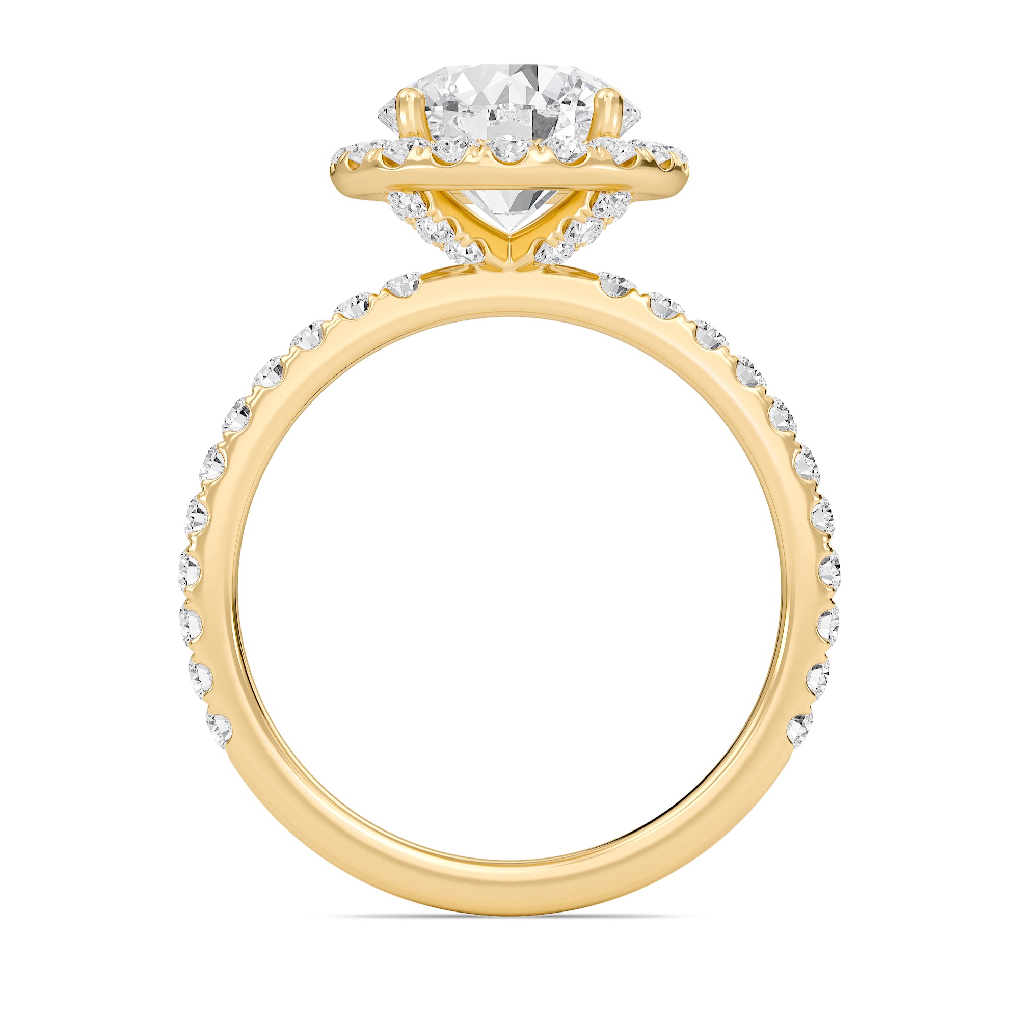Round Halo Embellished Prongs Ring