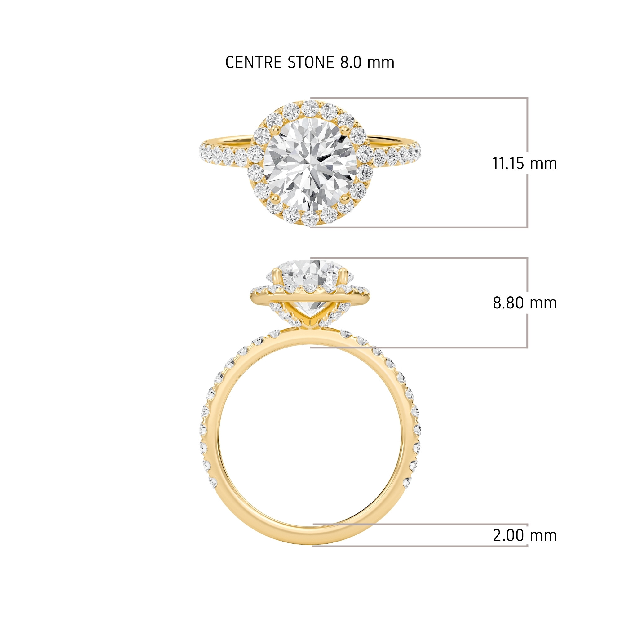 Round Halo Embellished Prongs Ring
