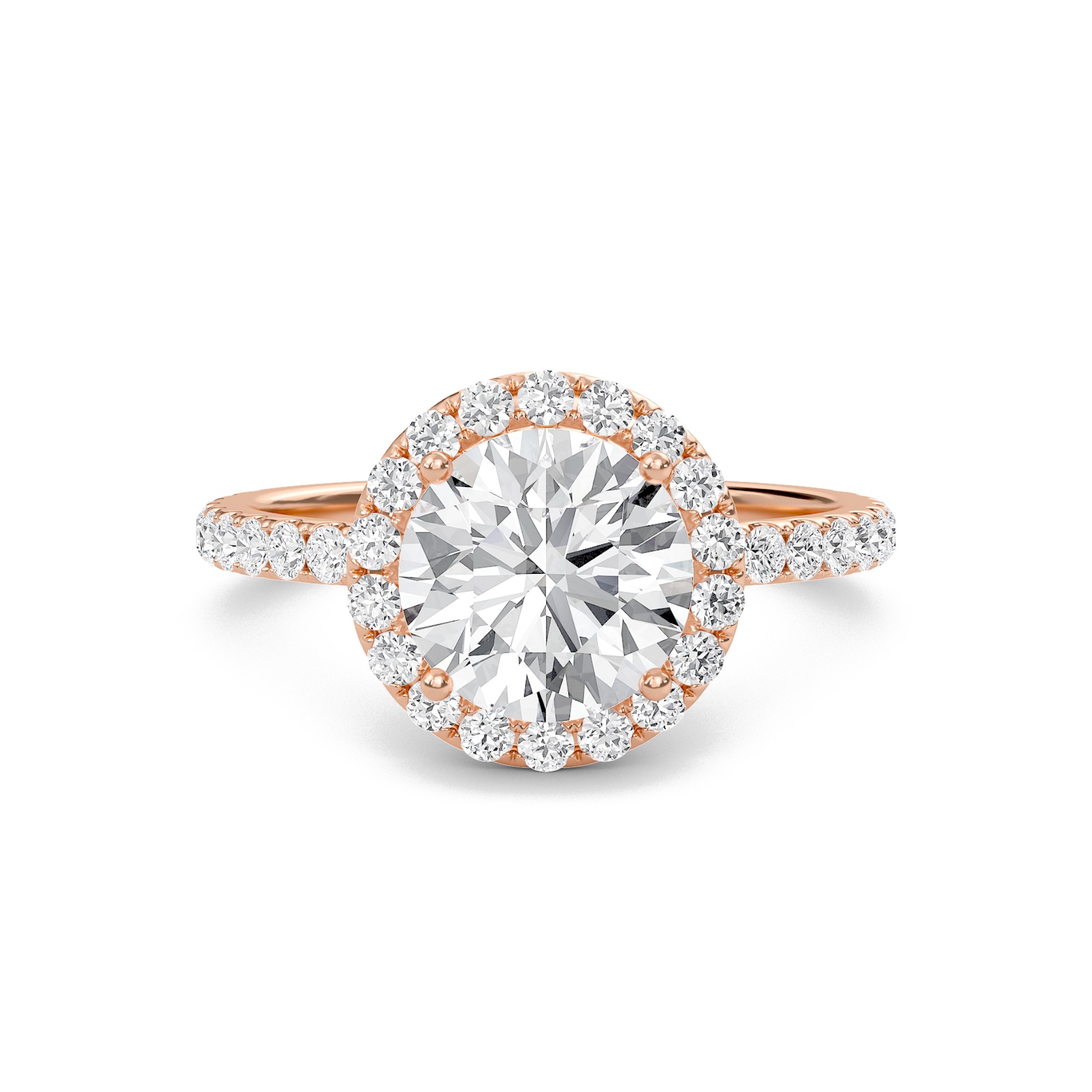 Round Halo Embellished Prongs Ring