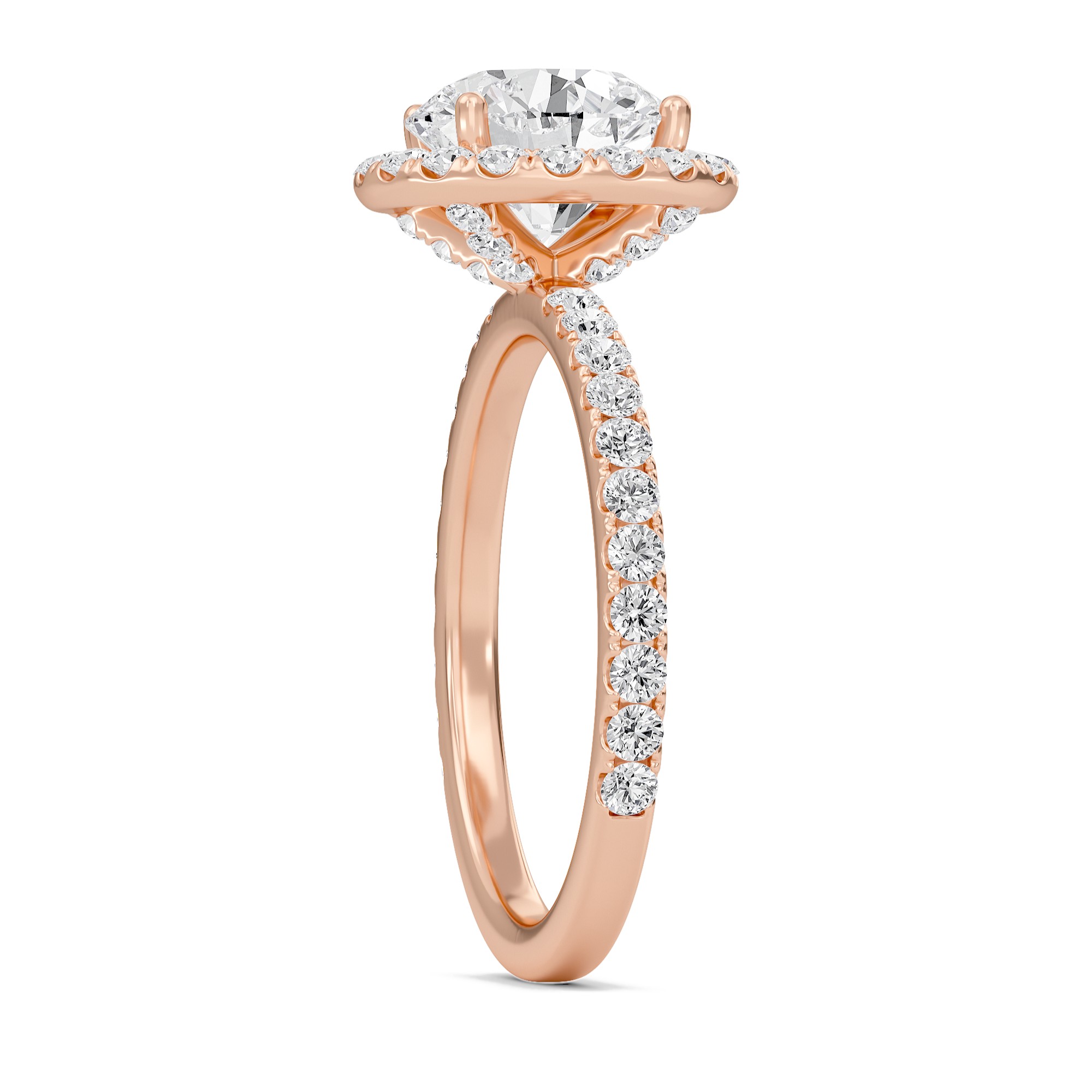 Round Halo Embellished Prongs Ring