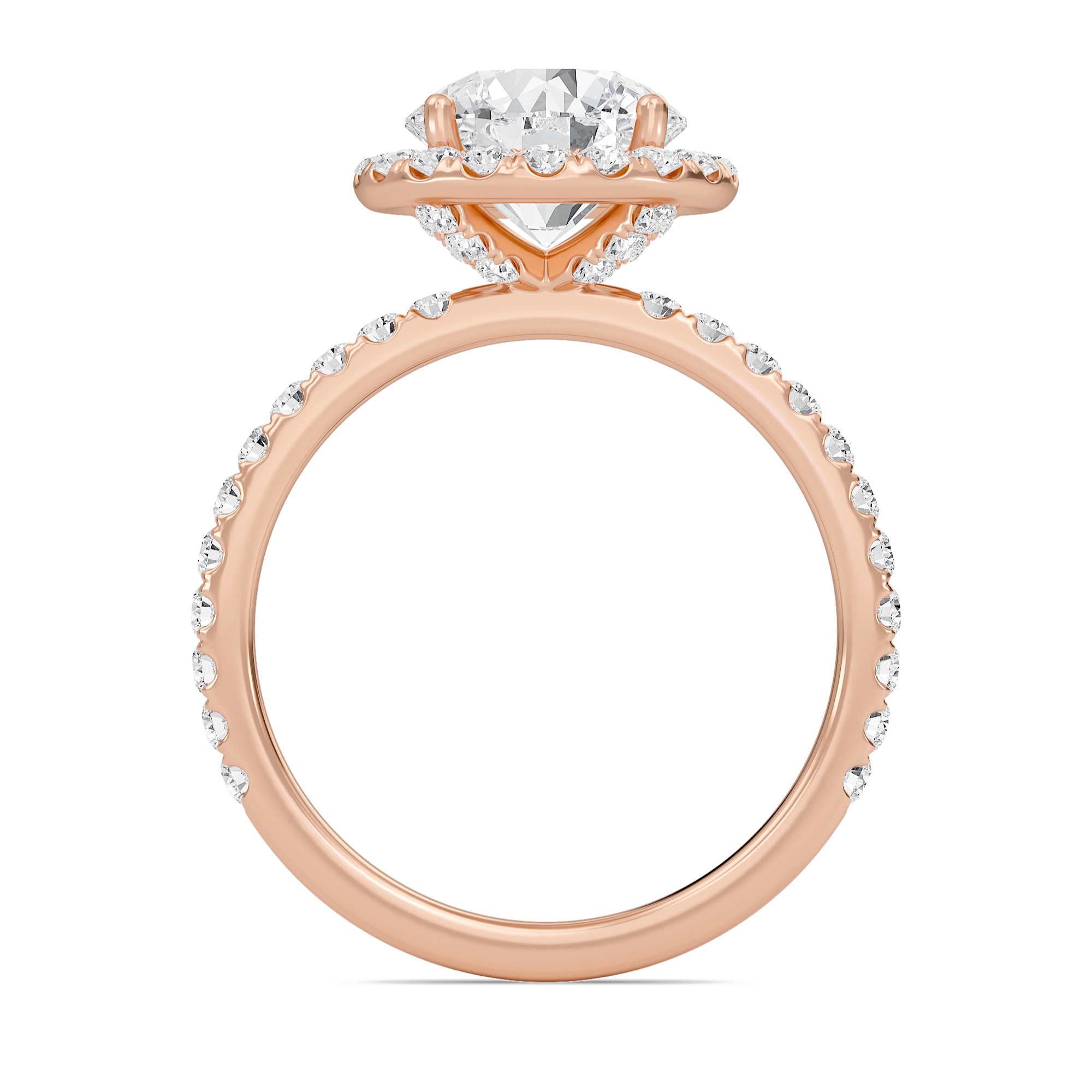 Round Halo Embellished Prongs Ring