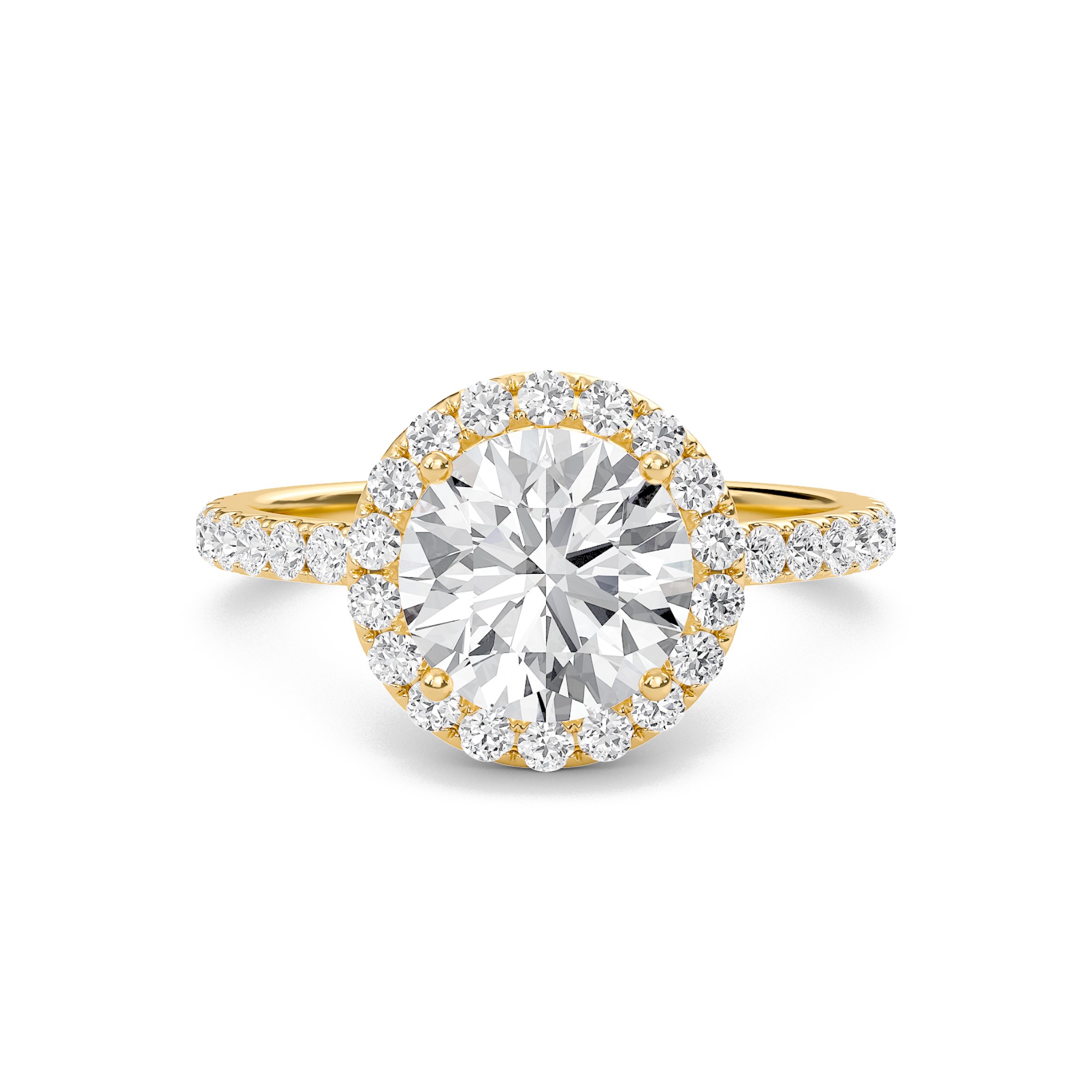 Round Halo Embellished Prongs Ring
