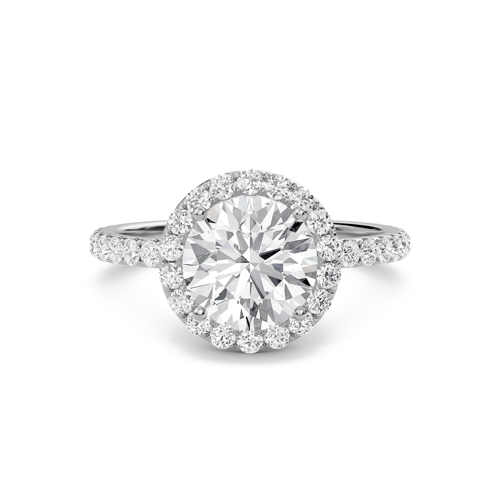Round Halo Embellished Prongs Ring