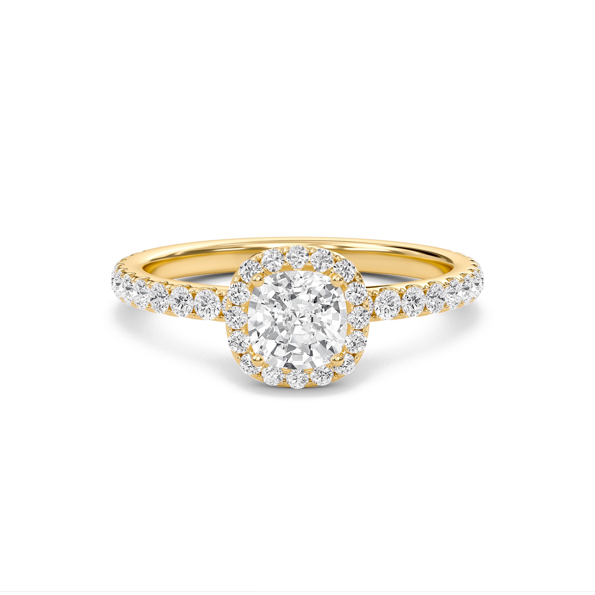 Cushion Halo Embellished Prongs Ring