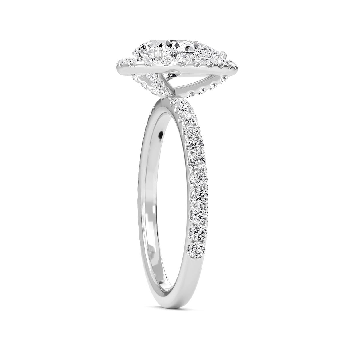 Pear Halo Embellished Prongs Ring