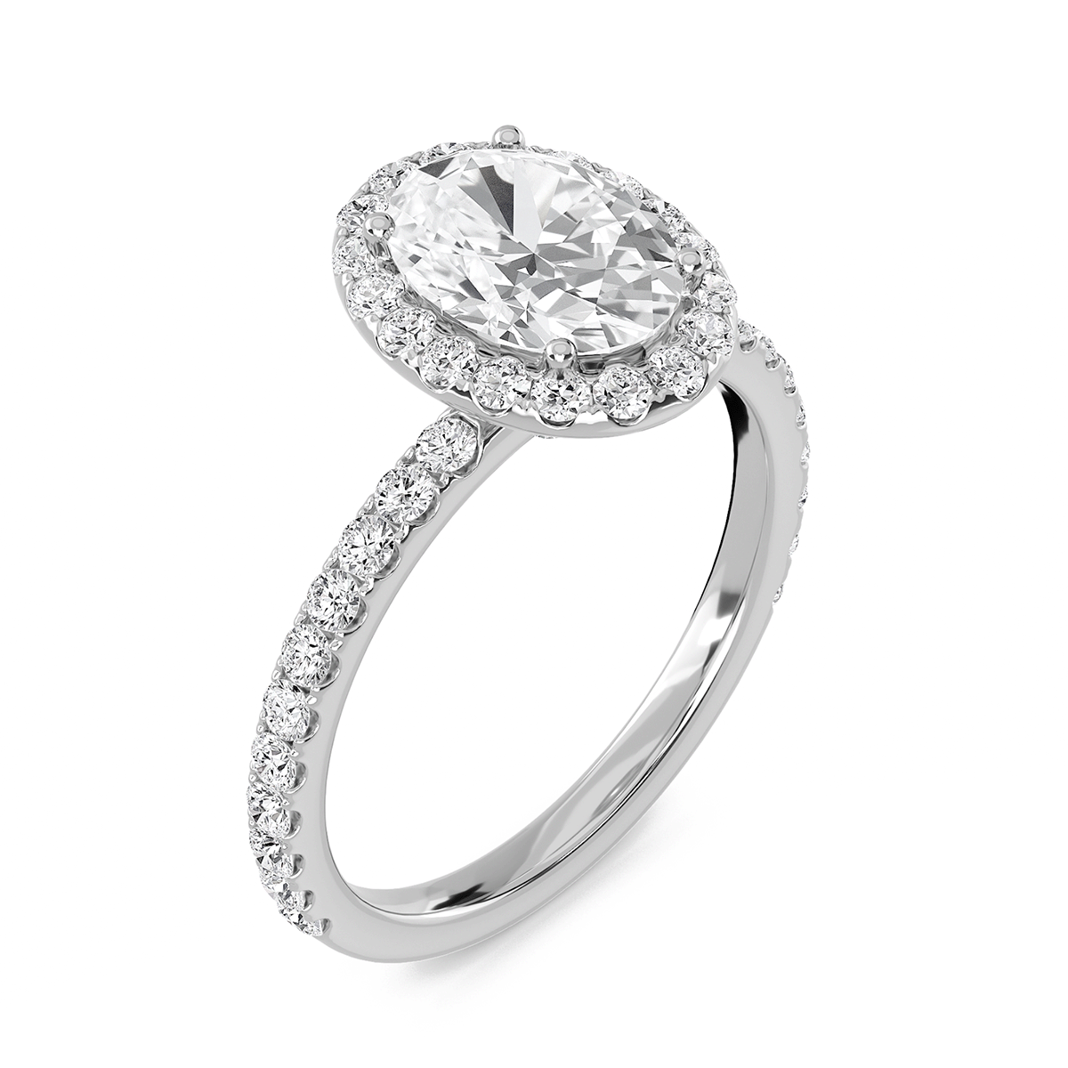 Oval Halo Embellished Prongs Ring