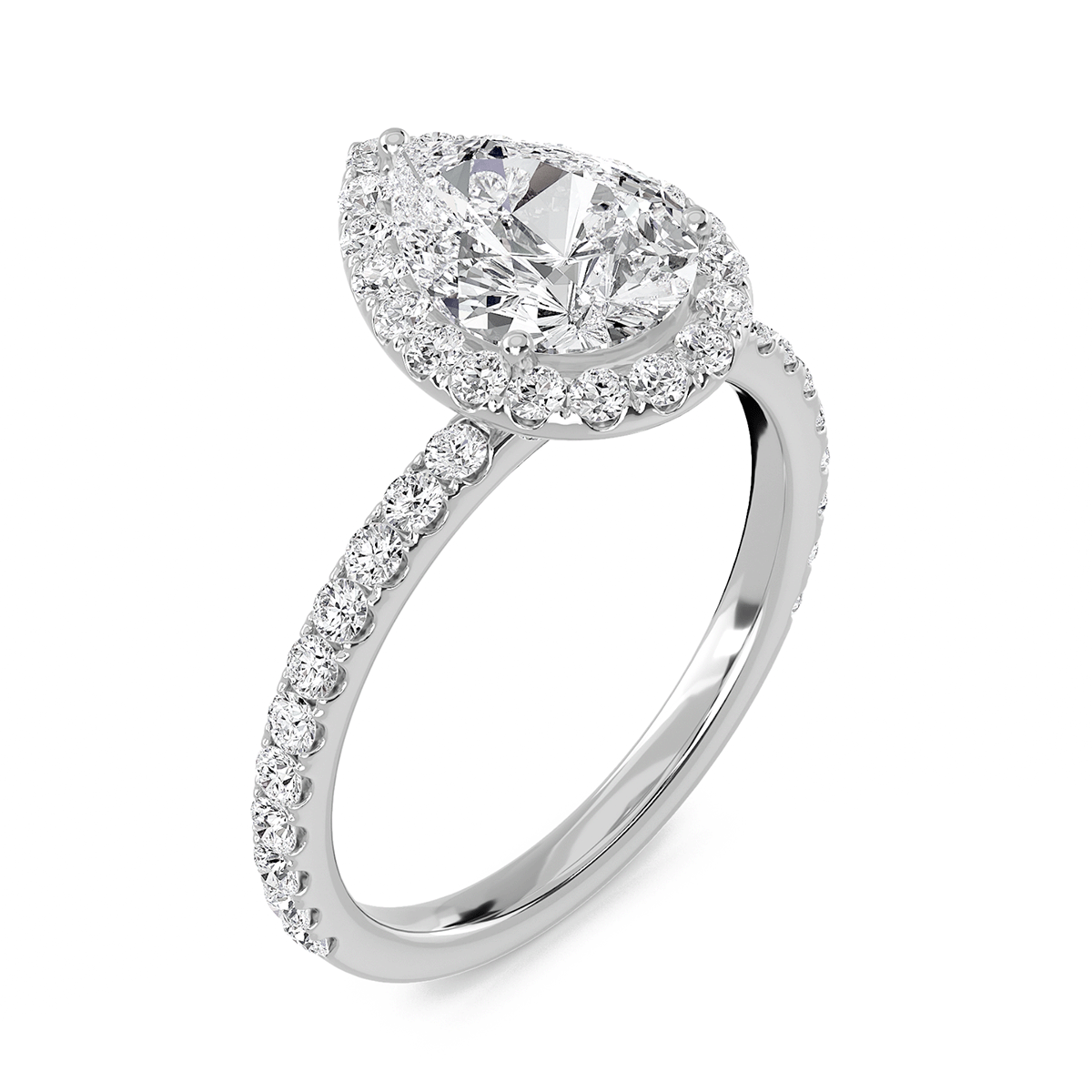 Pear Halo Embellished Prongs Ring