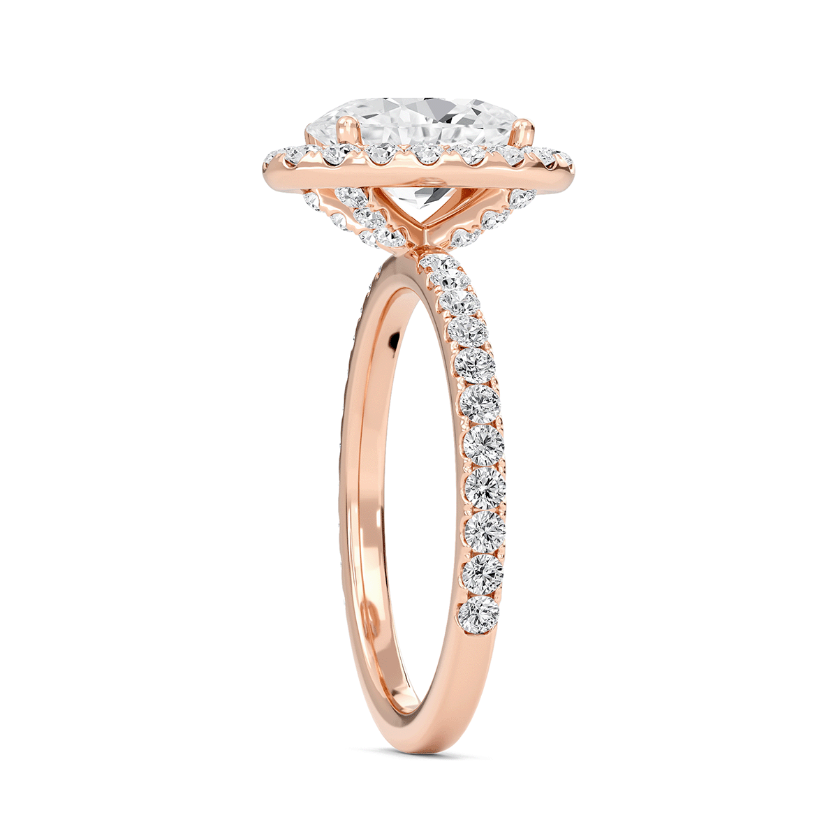 Oval Halo Embellished Prongs Ring