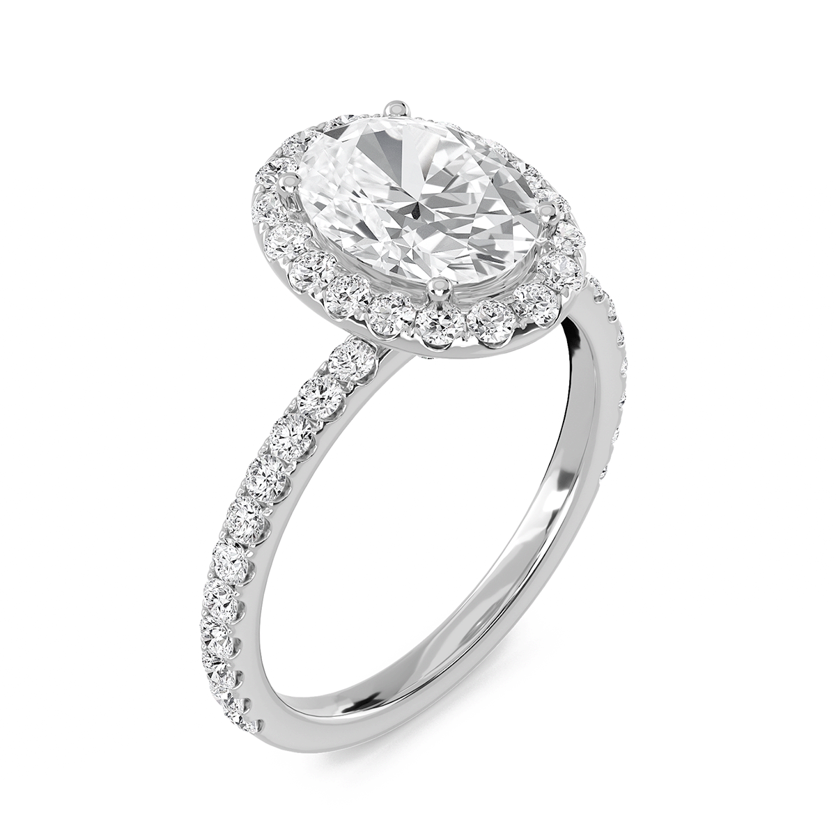 Oval Halo Embellished Prongs Ring