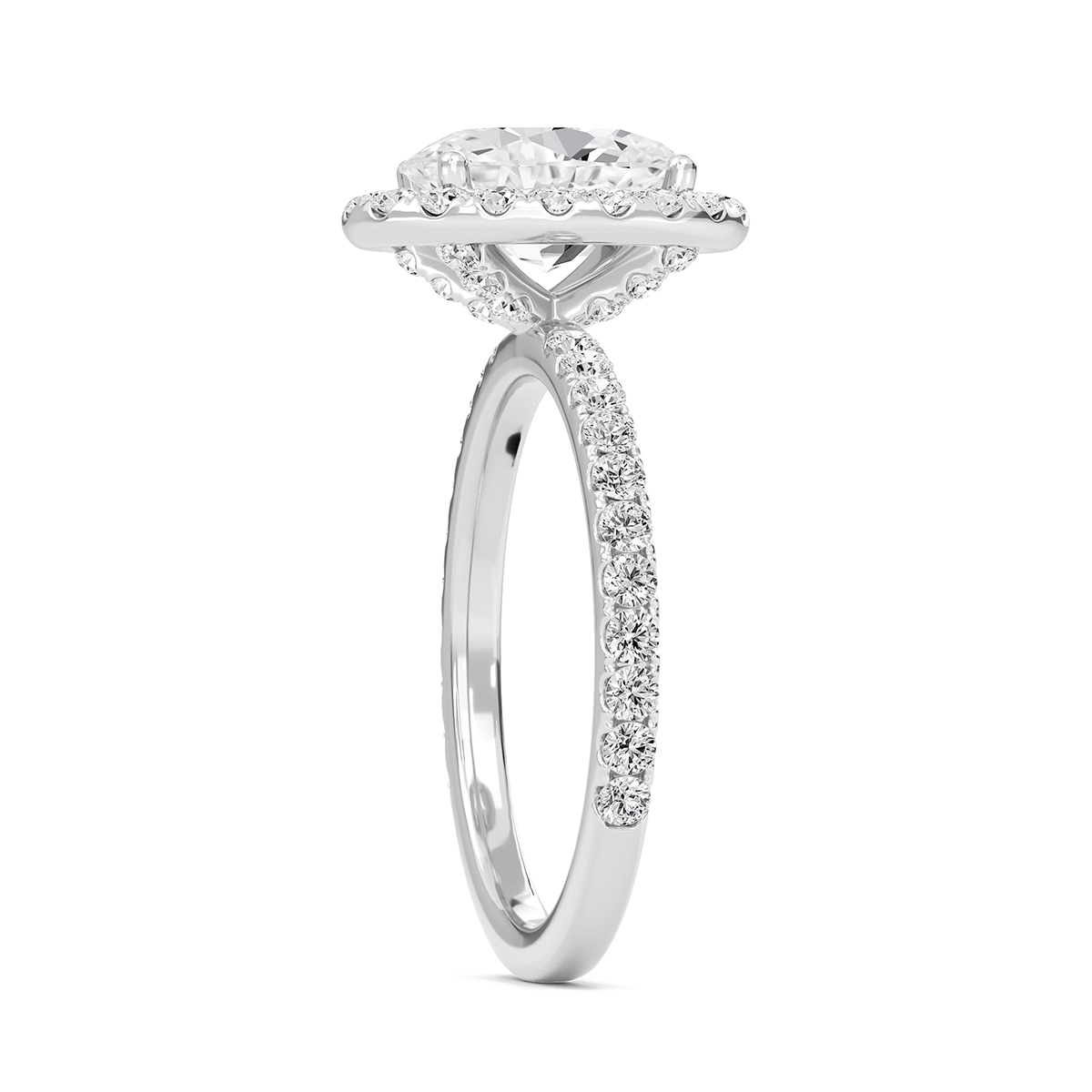 Oval Halo Embellished Prongs Ring